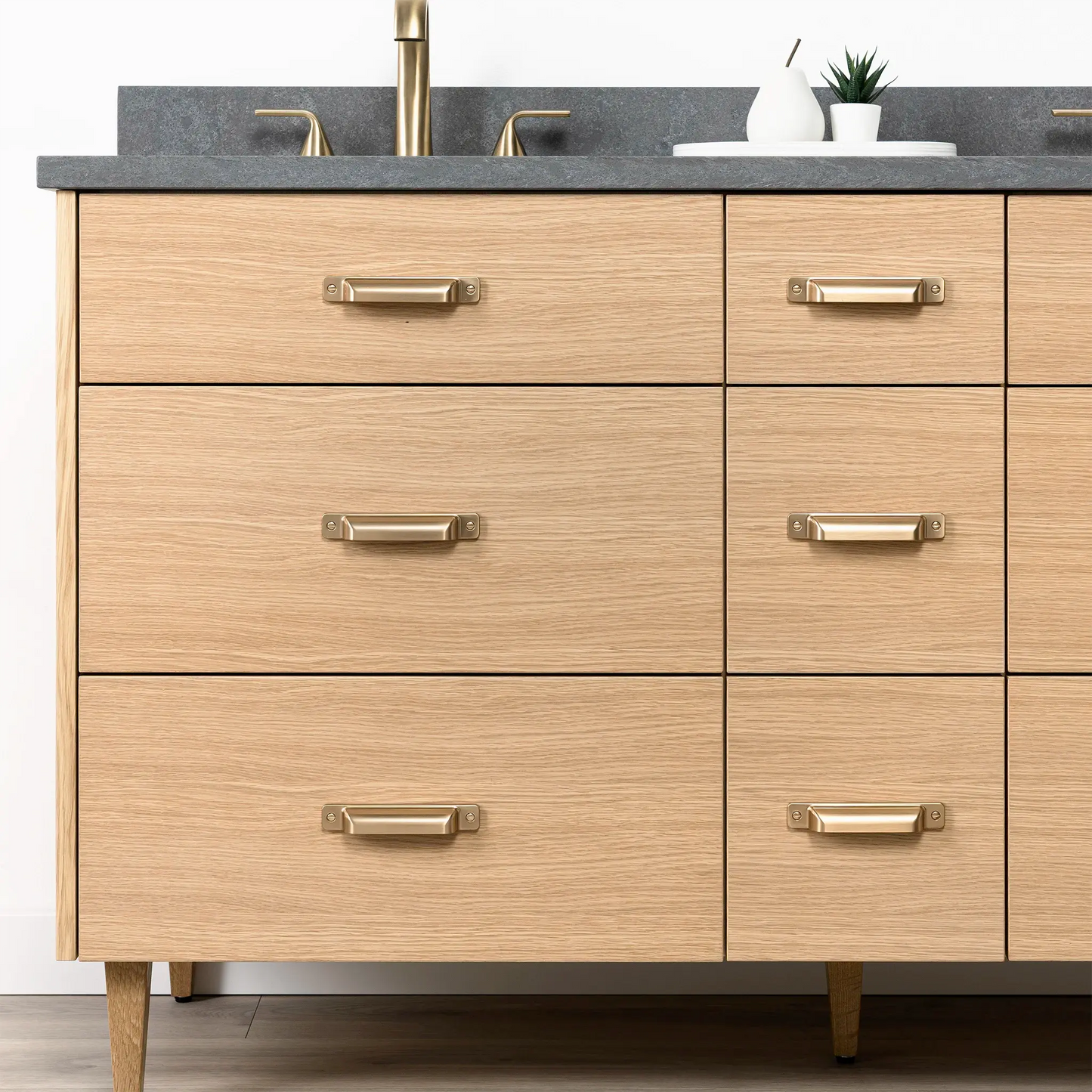 Ashbury SLIM 60" Natural White Oak Bathroom Vanity, Double Sink - All Drawers Teodor Bathroom Vanity Canada