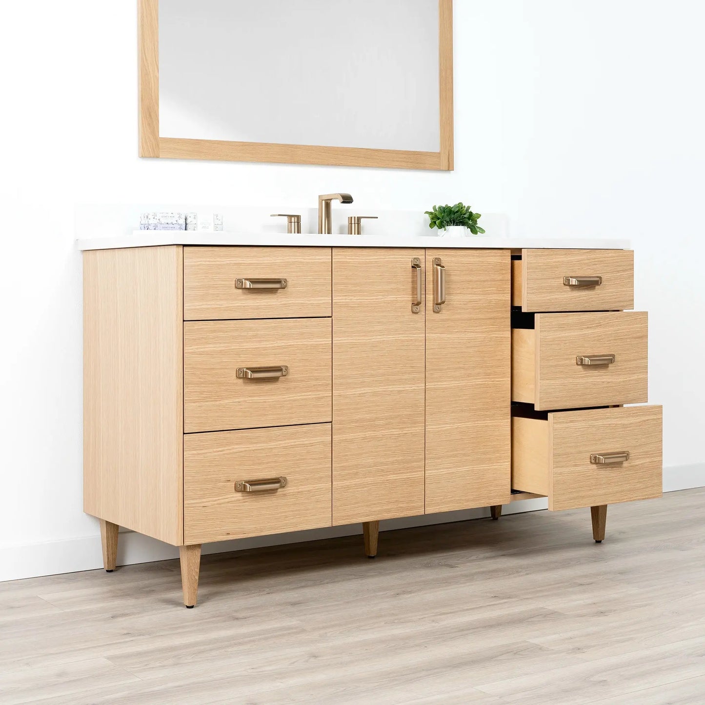 Ashbury SLIM 60" Natural White Oak Bathroom Vanity Teodor Bathroom Vanity Canada