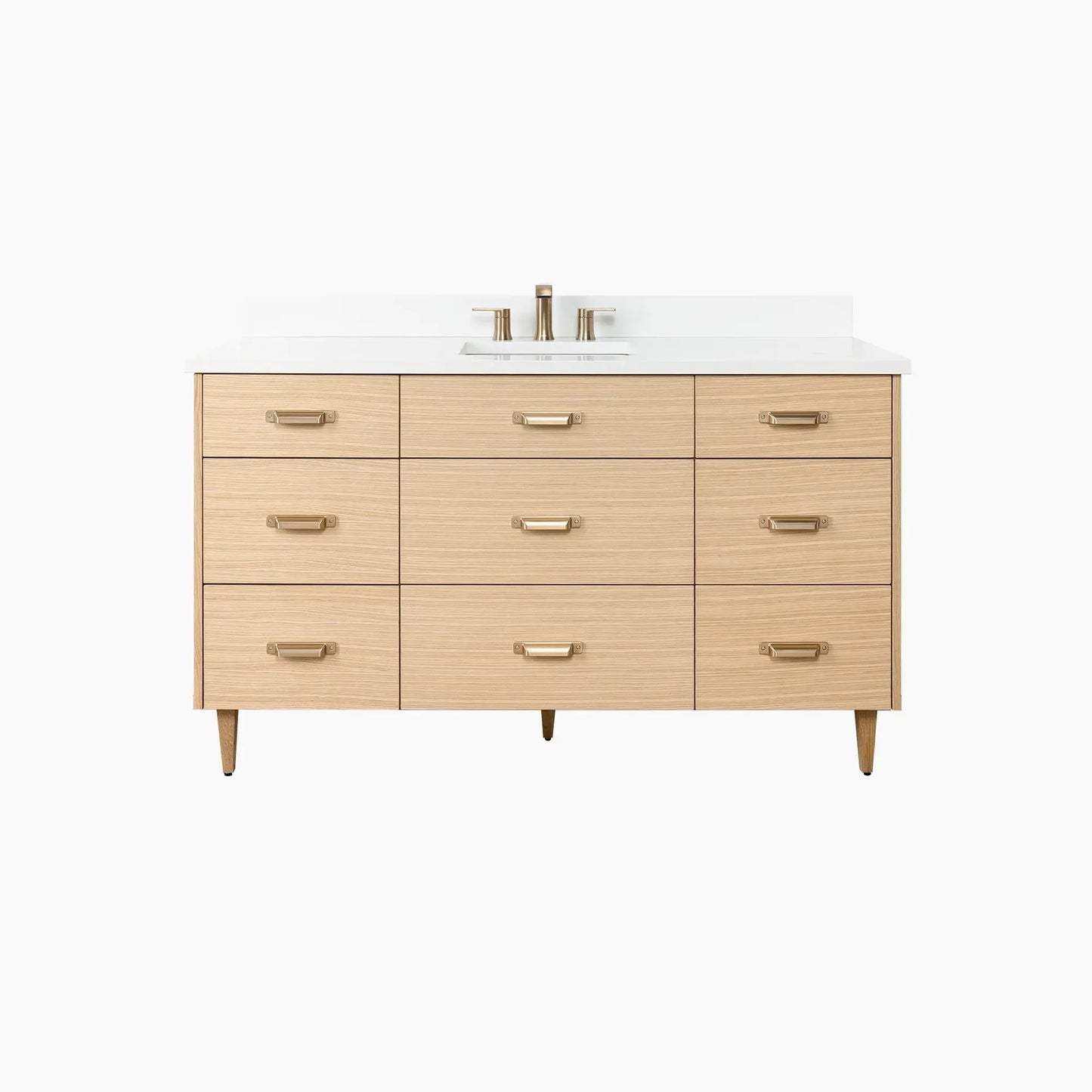 Ashbury SLIM 60" Natural White Oak Bathroom Vanity - All Drawers Teodor Bathroom Vanity Canada