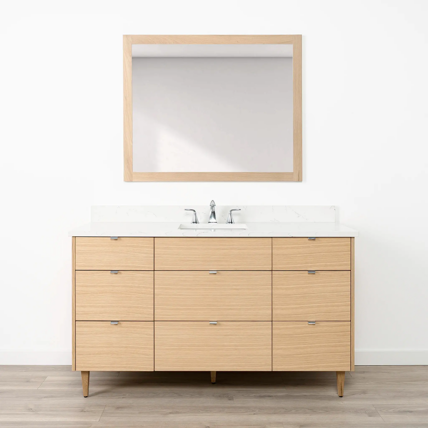 Ashbury SLIM 60" Natural White Oak Bathroom Vanity - All Drawers Teodor Bathroom Vanity Canada