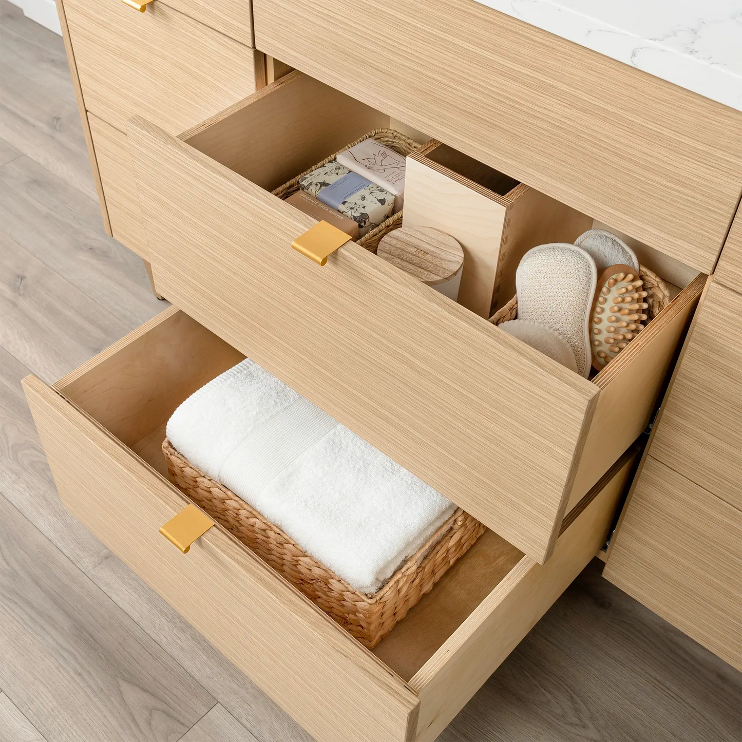 Ashbury SLIM 60" Natural White Oak Bathroom Vanity - All Drawers Teodor Bathroom Vanity Canada