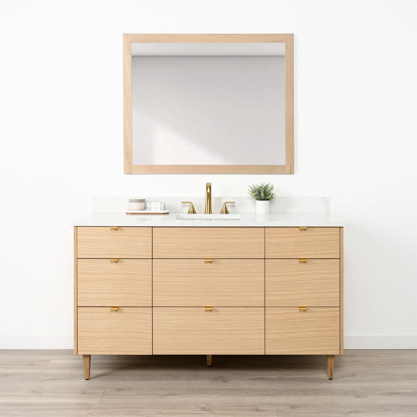 Ashbury SLIM 60" Natural White Oak Bathroom Vanity - All Drawers Teodor Bathroom Vanity Canada