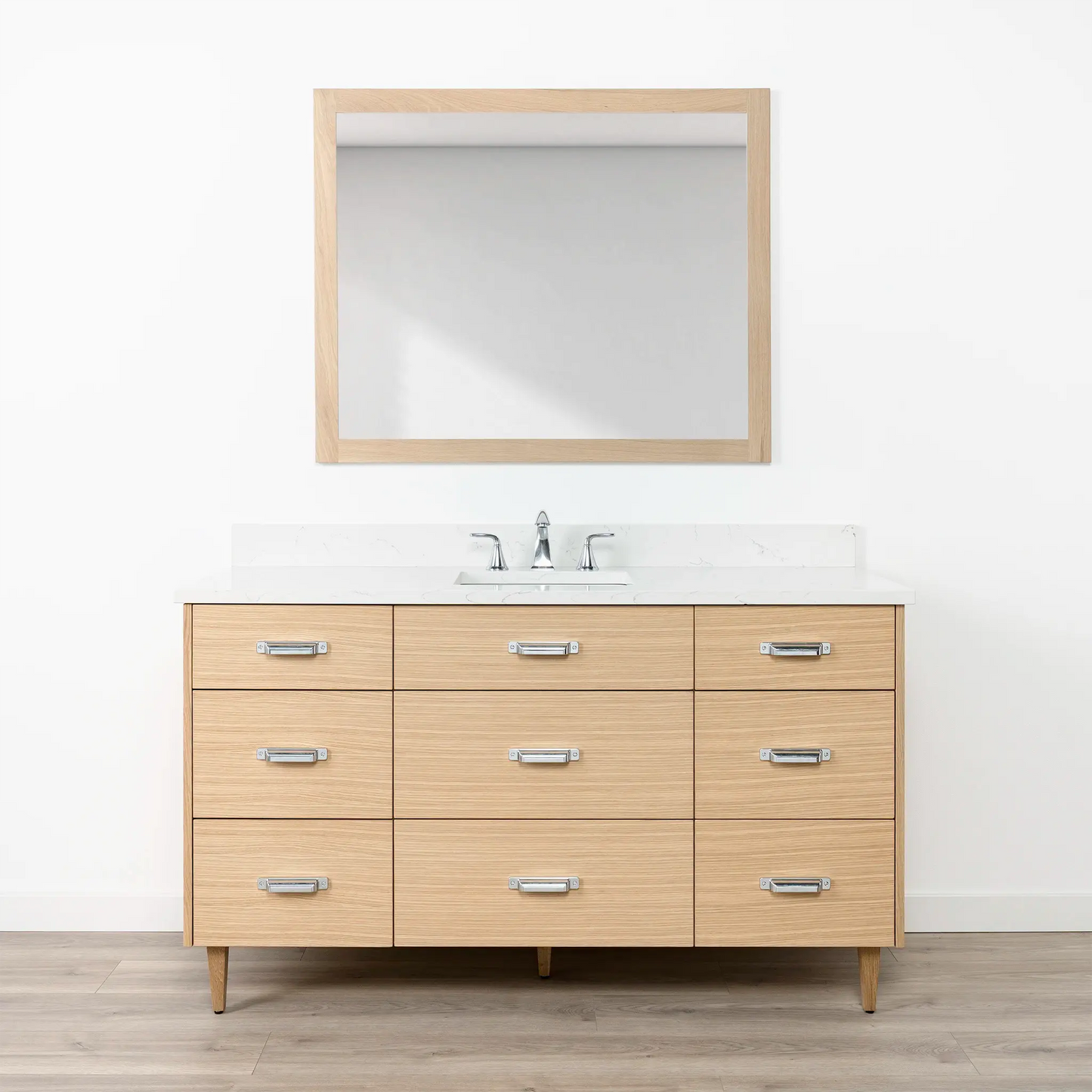 Ashbury SLIM 60" Natural White Oak Bathroom Vanity - All Drawers Teodor Bathroom Vanity Canada