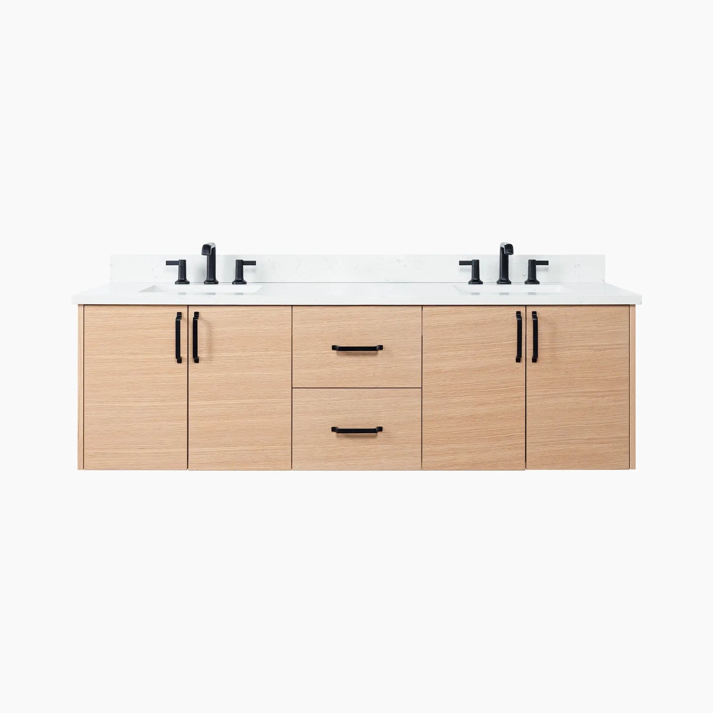 Ashbury SLIM 72" Wall Mount Natural White Oak Bathroom Vanity, Double Sink Teodor Bathroom Vanity Canada