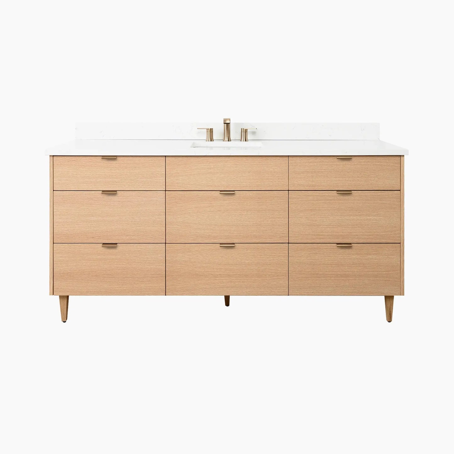 Ashbury SLIM 72" Natural White Oak Bathroom Vanity - All Drawers Teodor Bathroom Vanity Canada
