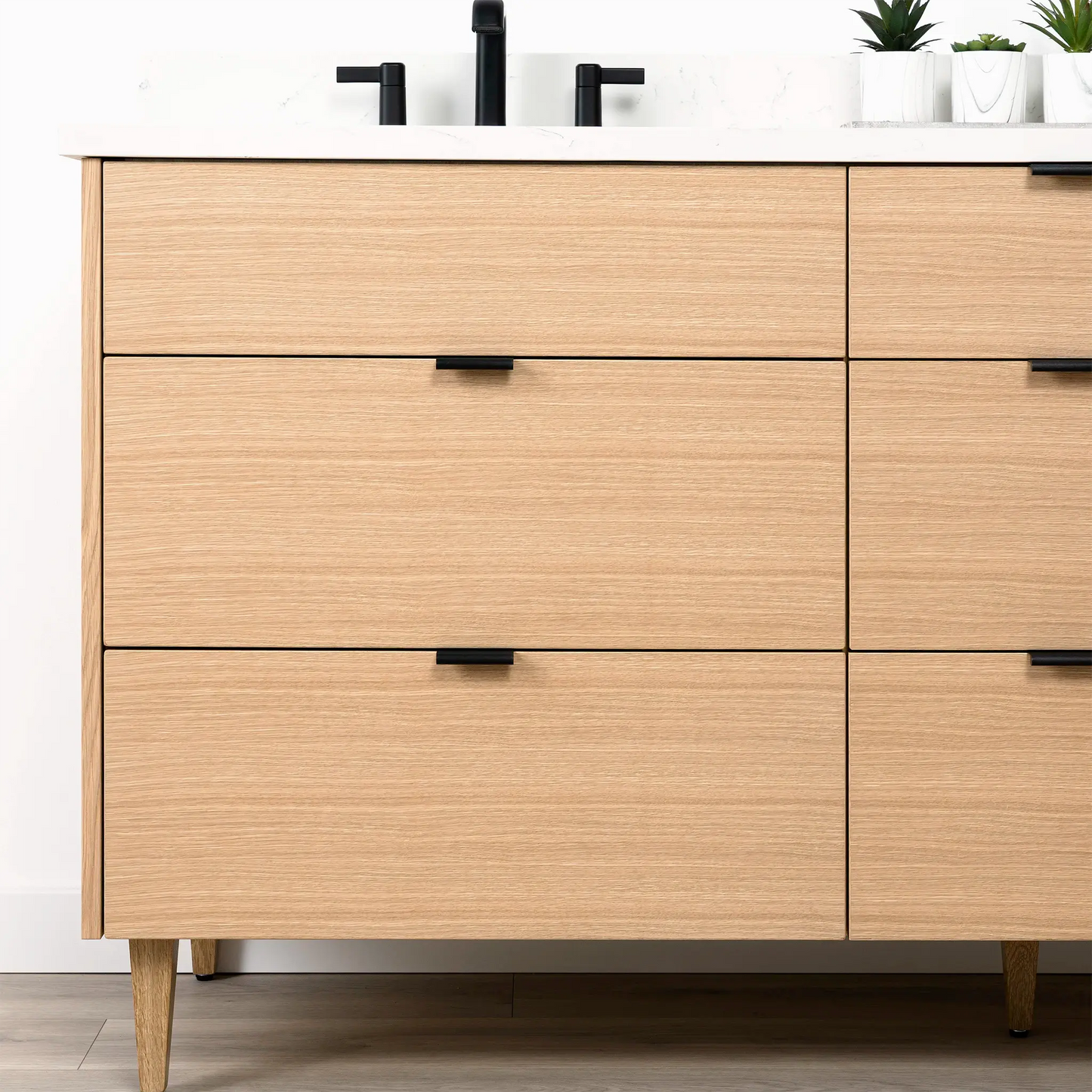 Ashbury SLIM 72" Natural White Oak Bathroom Vanity, Double Sink - All Drawers Teodor Bathroom Vanity Canada