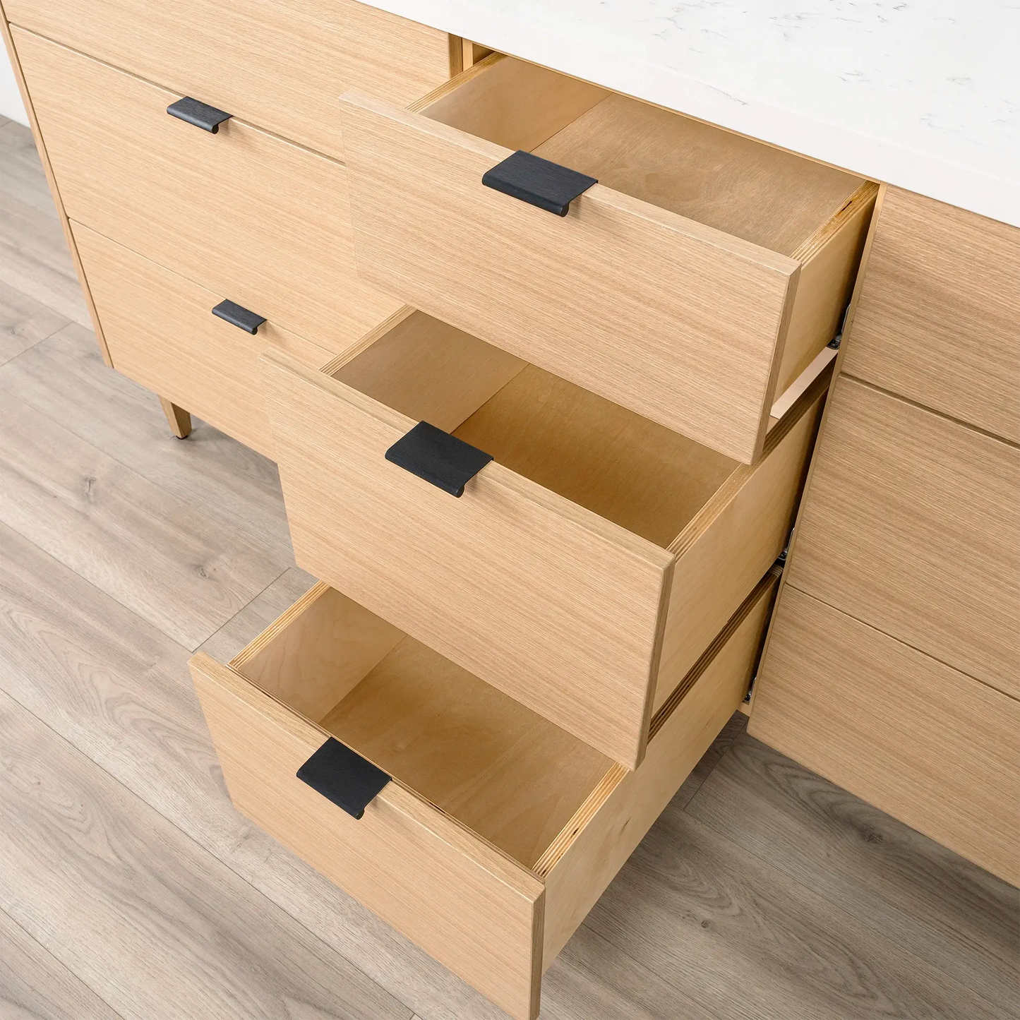 Ashbury SLIM 72" Natural White Oak Bathroom Vanity, Double Sink - All Drawers Teodor Bathroom Vanity Canada