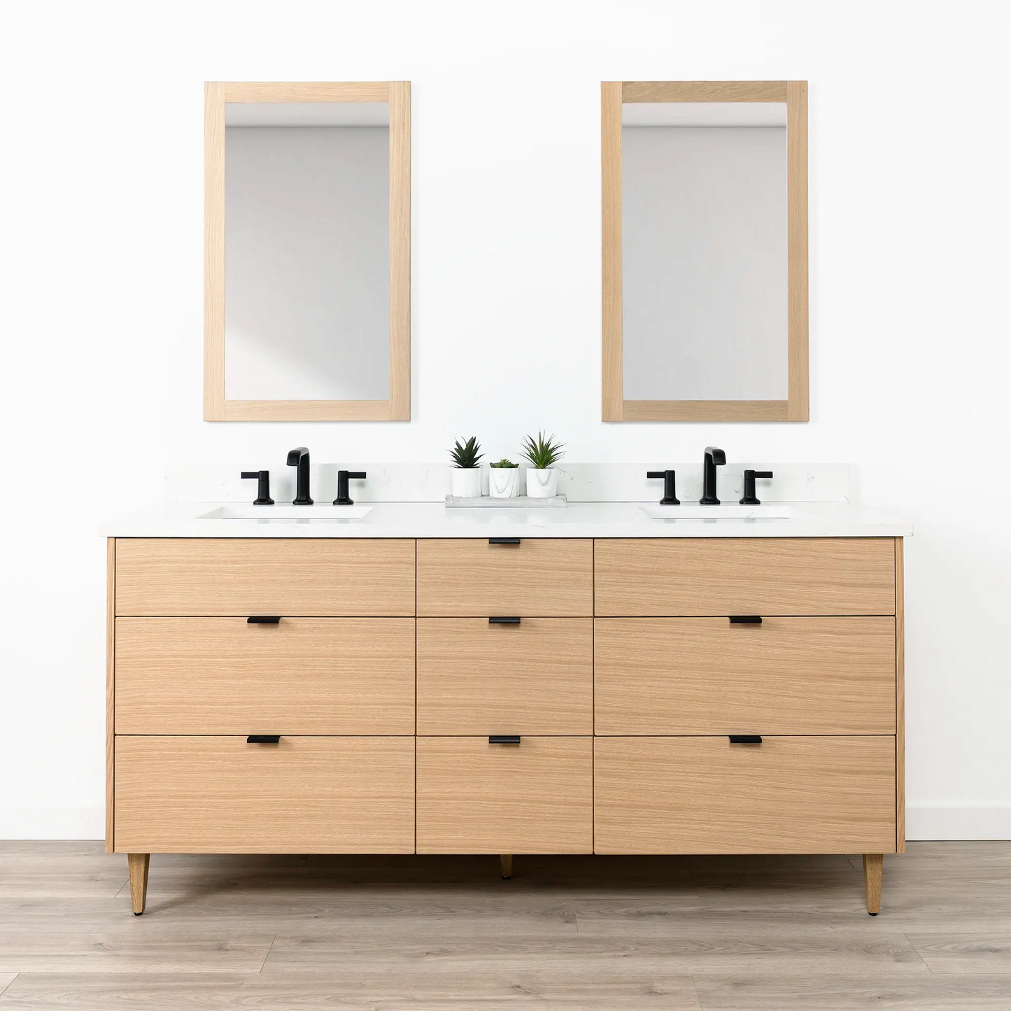 Ashbury SLIM 72" Natural White Oak Bathroom Vanity, Double Sink - All Drawers Teodor Bathroom Vanity Canada
