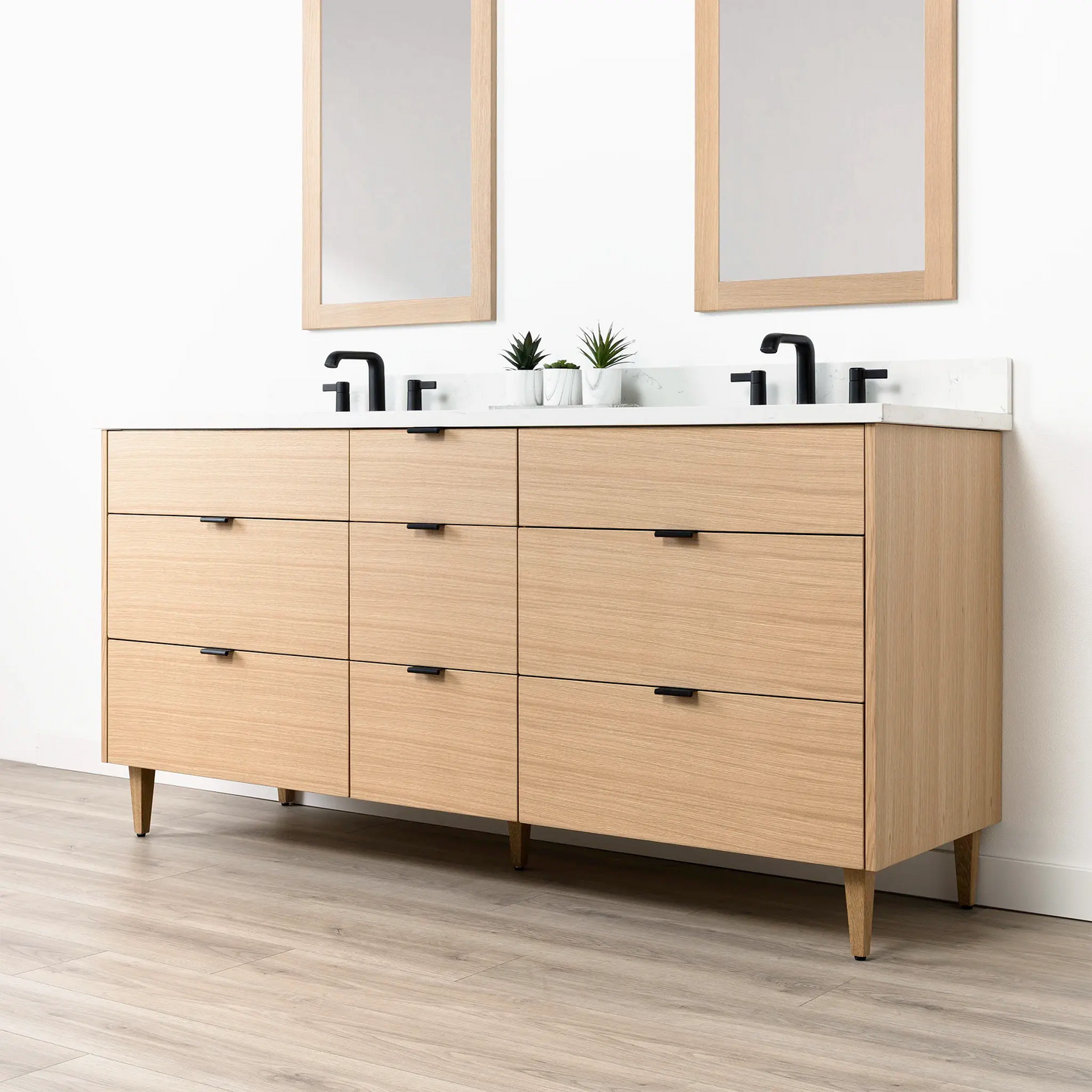 Ashbury SLIM 72" Natural White Oak Bathroom Vanity, Double Sink - All Drawers Teodor Bathroom Vanity Canada