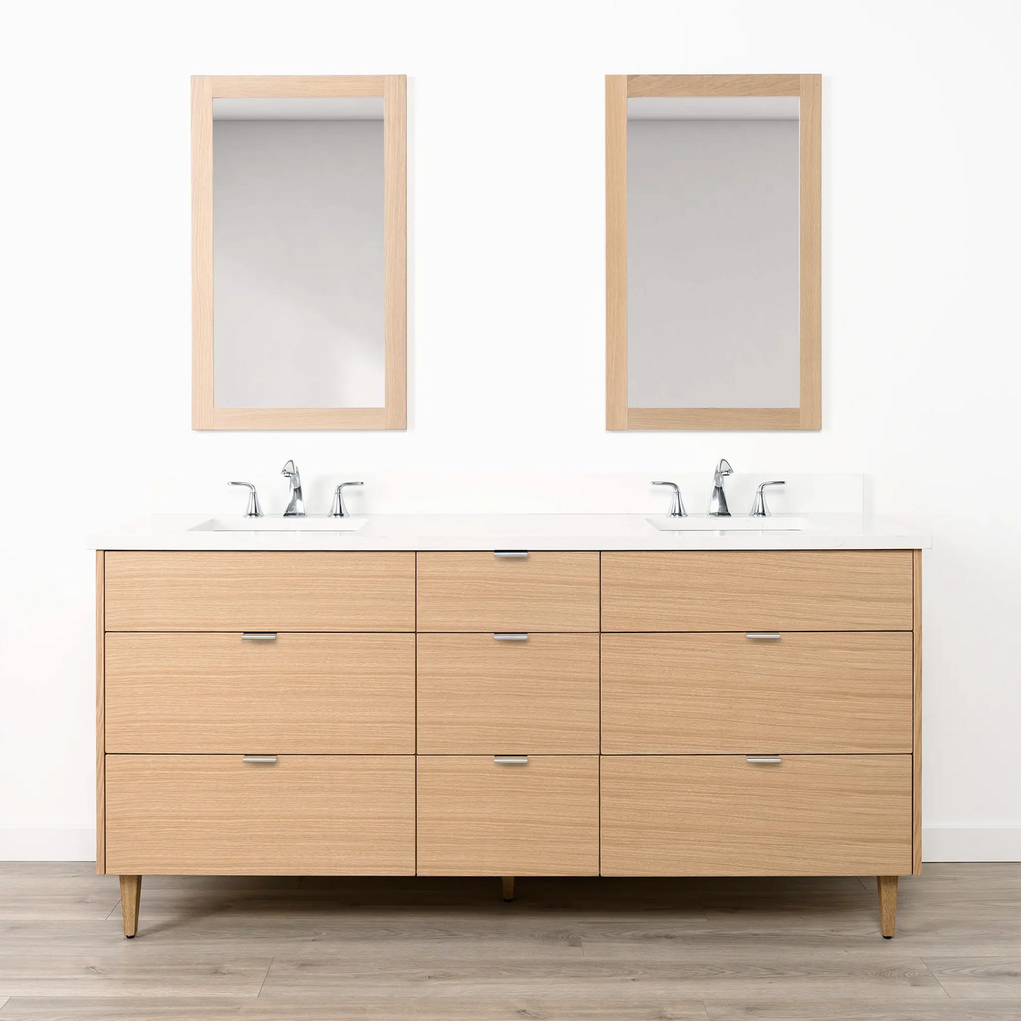 Ashbury SLIM 72" Natural White Oak Bathroom Vanity, Double Sink - All Drawers Teodor Bathroom Vanity Canada