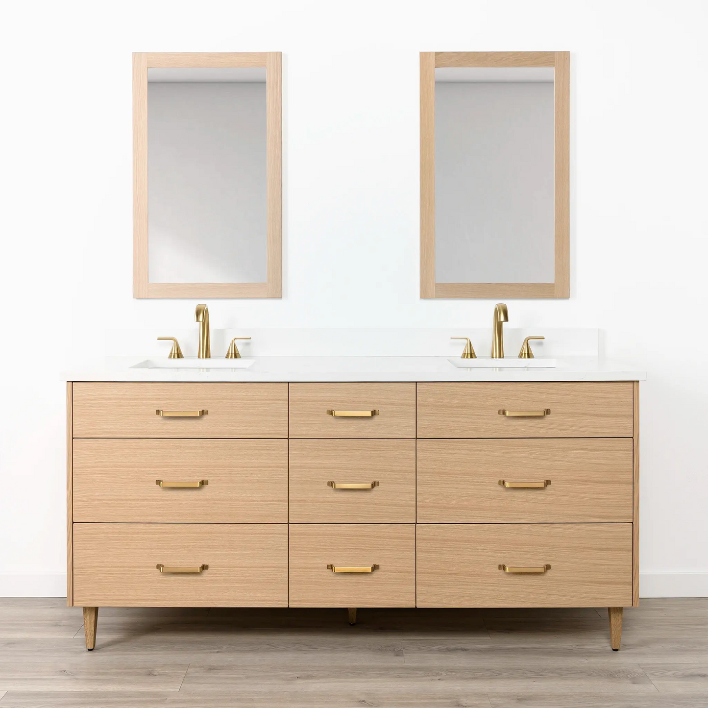 Ashbury SLIM 72" Natural White Oak Bathroom Vanity, Double Sink - All Drawers Teodor Bathroom Vanity Canada