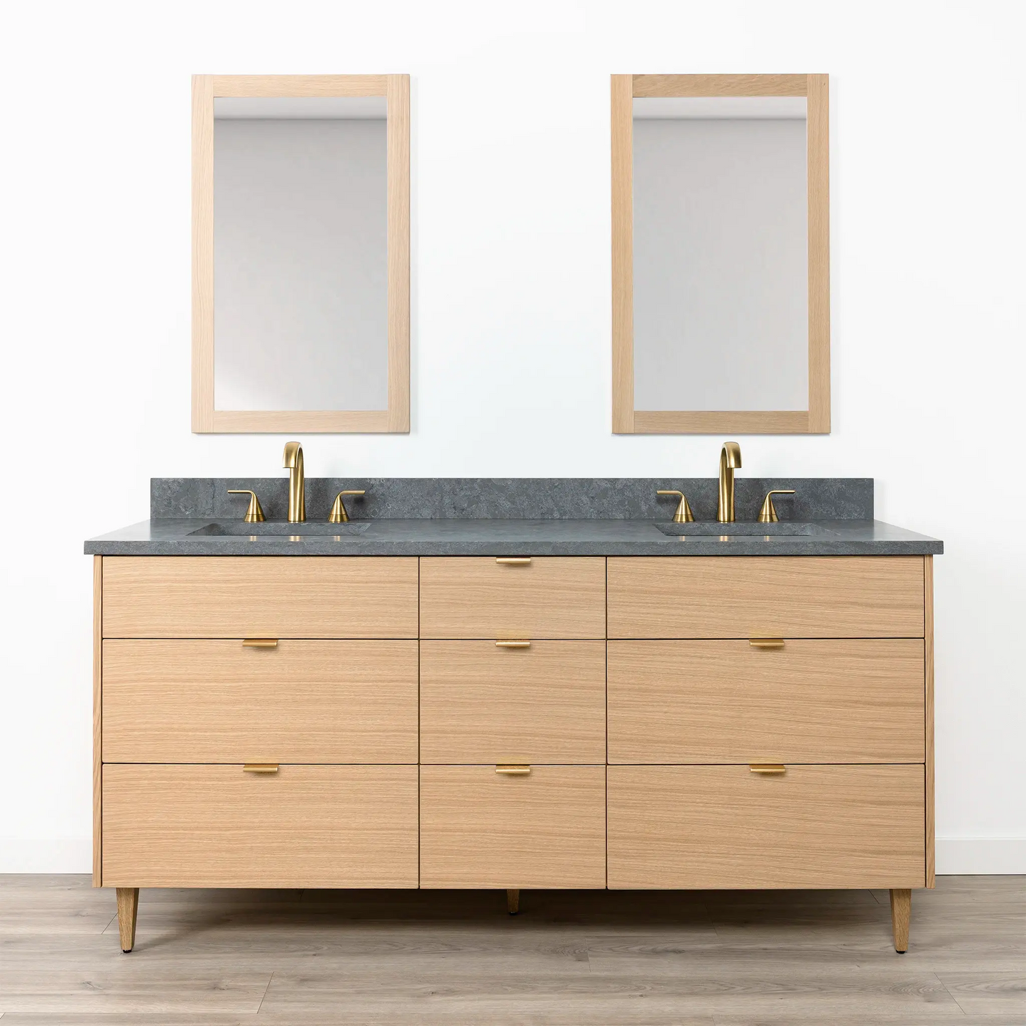 Ashbury SLIM 72" Natural White Oak Bathroom Vanity, Double Sink - All Drawers Teodor Bathroom Vanity Canada