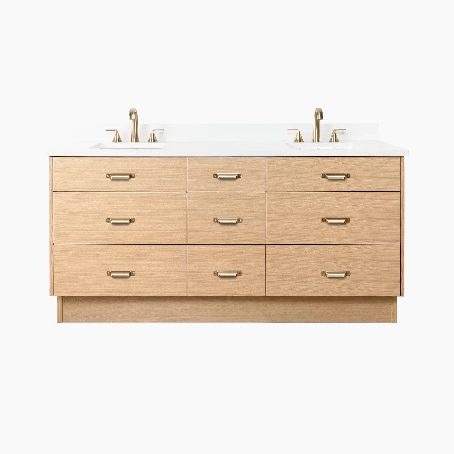 Ashbury SLIM 72" Natural White Oak Bathroom Vanity, Double Sink - All Drawers Teodor Bathroom Vanity Canada