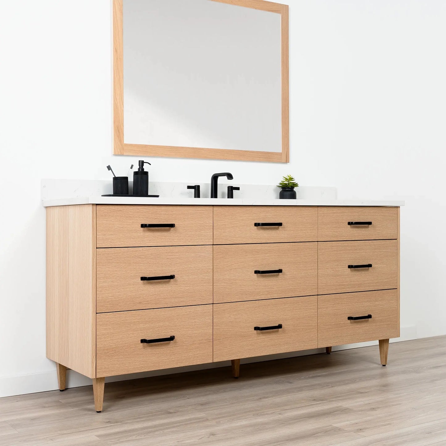 Ashbury SLIM 72" Natural White Oak Bathroom Vanity - All Drawers Teodor Bathroom Vanity Canada