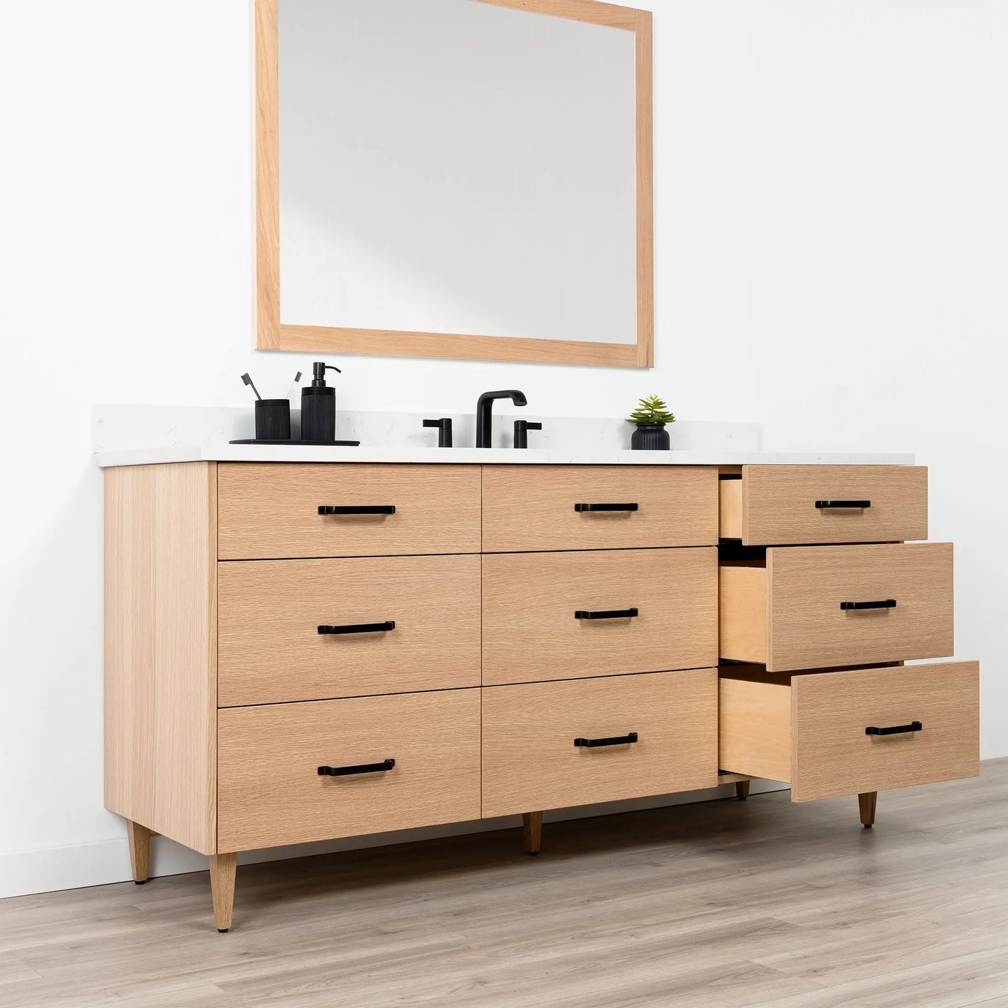 Ashbury SLIM 72" Natural White Oak Bathroom Vanity - All Drawers Teodor Bathroom Vanity Canada