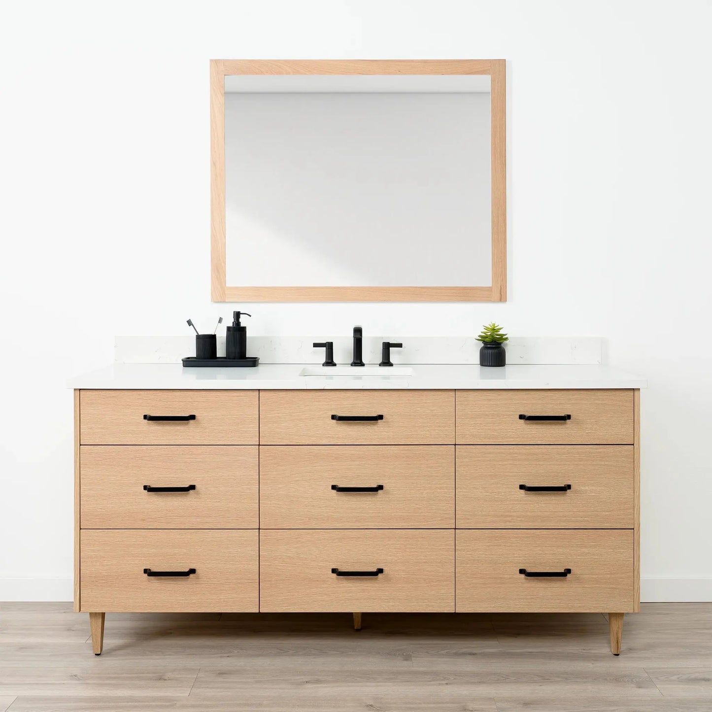 Ashbury SLIM 72" Natural White Oak Bathroom Vanity - All Drawers Teodor Bathroom Vanity Canada