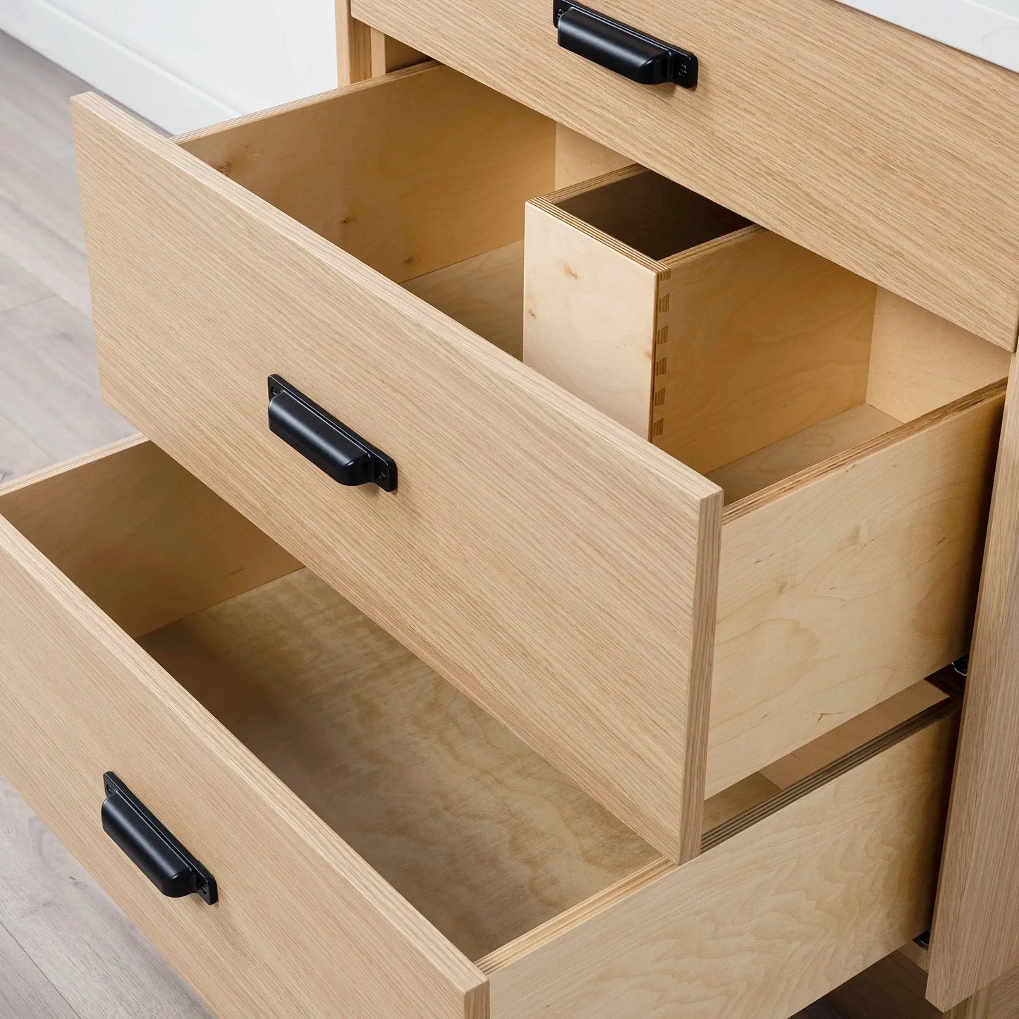 Ashbury SLIM 30" Natural White Oak Bathroom Vanity - All Drawers Teodor Bathroom Vanity Canada