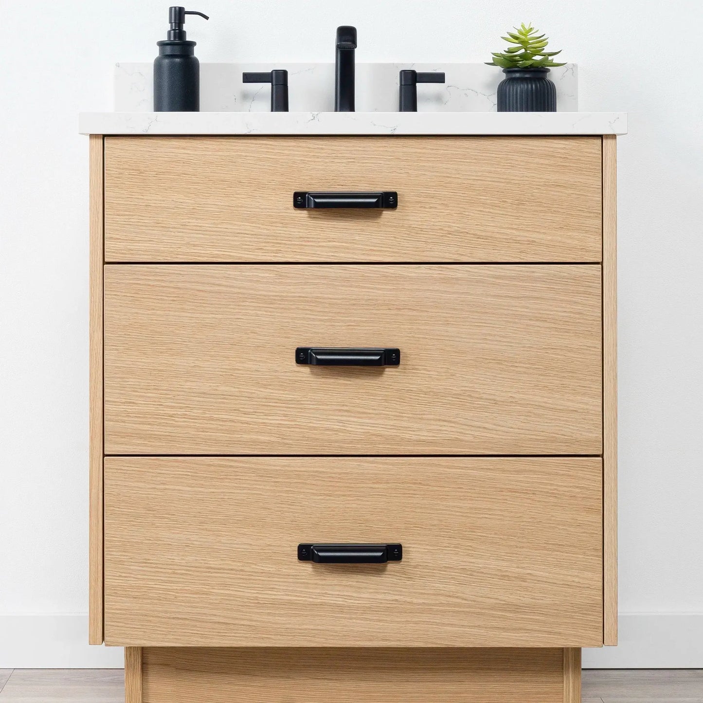 Ashbury SLIM 30" Natural White Oak Bathroom Vanity - All Drawers Teodor Bathroom Vanity Canada