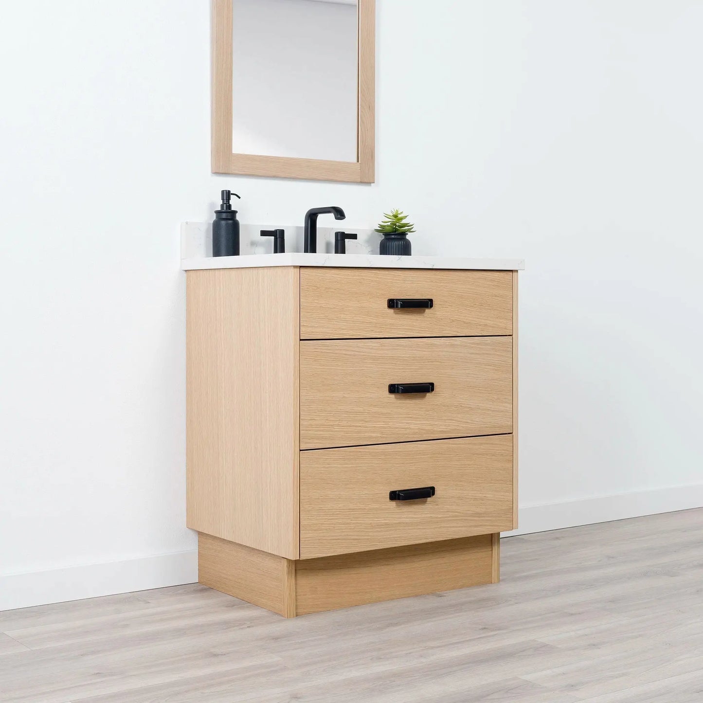 Ashbury SLIM 30" Natural White Oak Bathroom Vanity - All Drawers Teodor Bathroom Vanity Canada