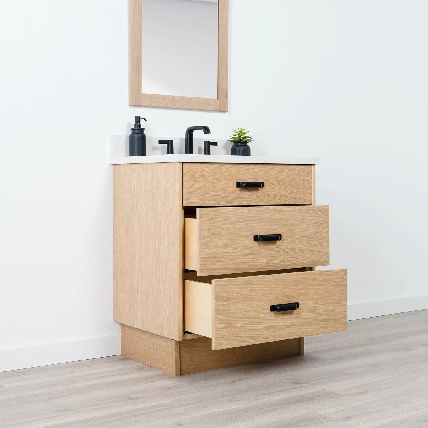 Ashbury SLIM 30" Natural White Oak Bathroom Vanity - All Drawers Teodor Bathroom Vanity Canada
