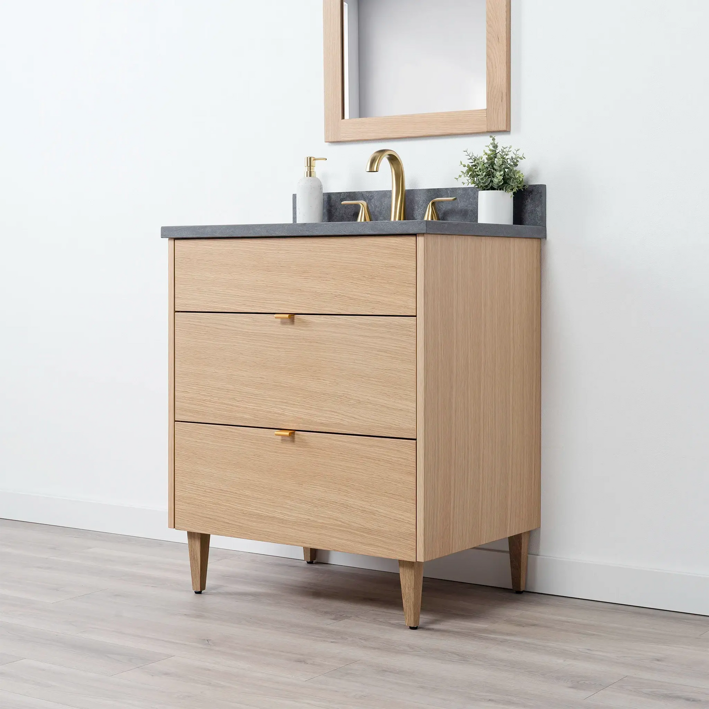 Ashbury SLIM 30" Natural White Oak Bathroom Vanity - All Drawers Teodor Bathroom Vanity Canada
