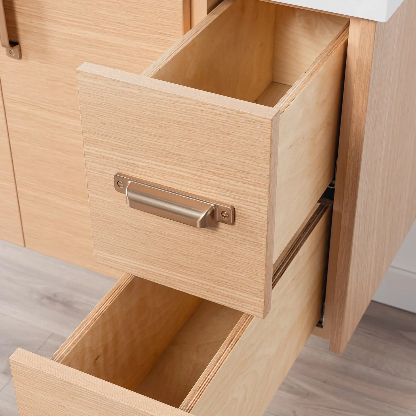 Ashbury SLIM 36" Wall Mount Natural White Oak Bathroom Vanity, Left Sink Teodor Bathroom Vanity Canada
