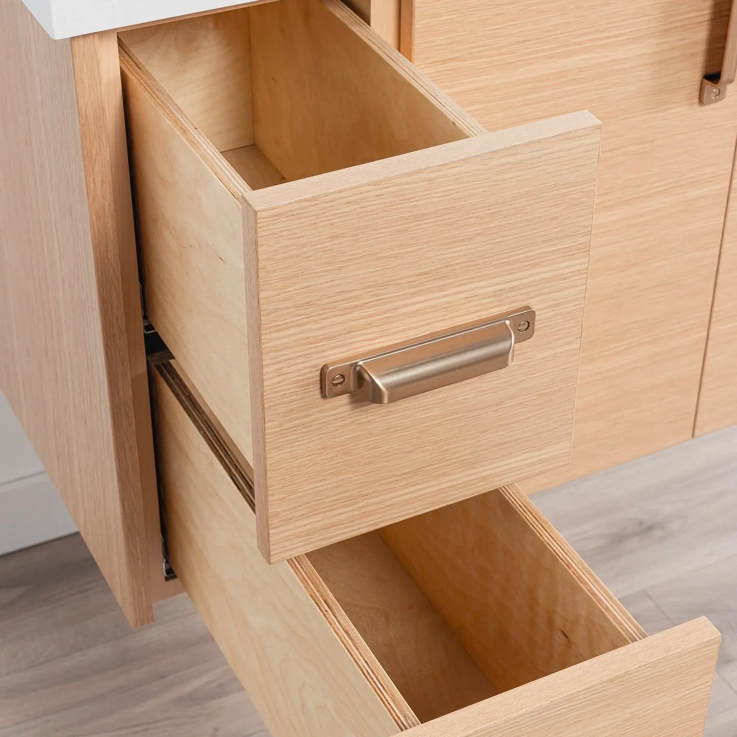 Ashbury SLIM 36" Wall Mount Natural White Oak Bathroom Vanity, Right Sink Teodor Bathroom Vanity Canada