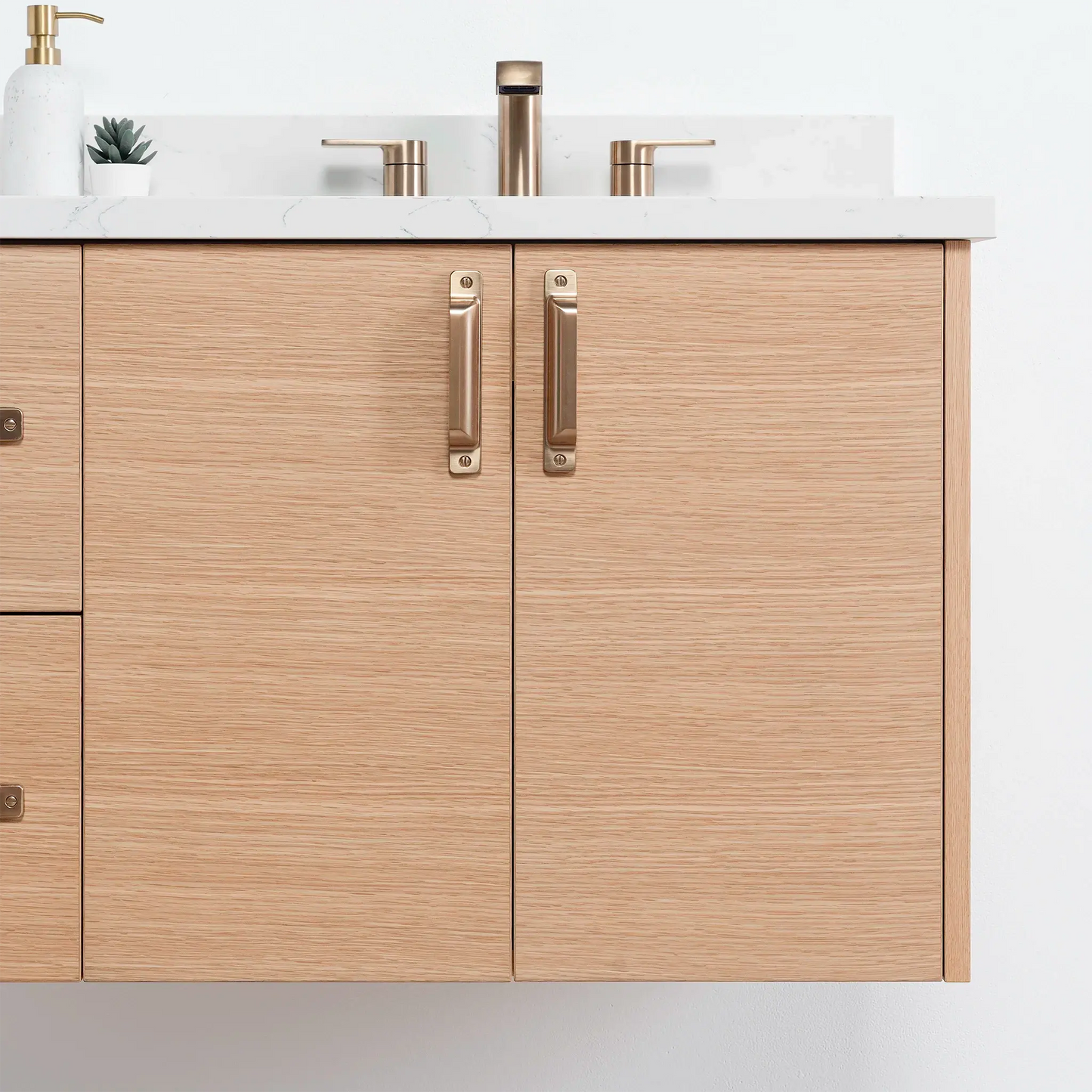 Ashbury SLIM 36" Wall Mount Natural White Oak Bathroom Vanity, Right Sink Teodor Bathroom Vanity Canada