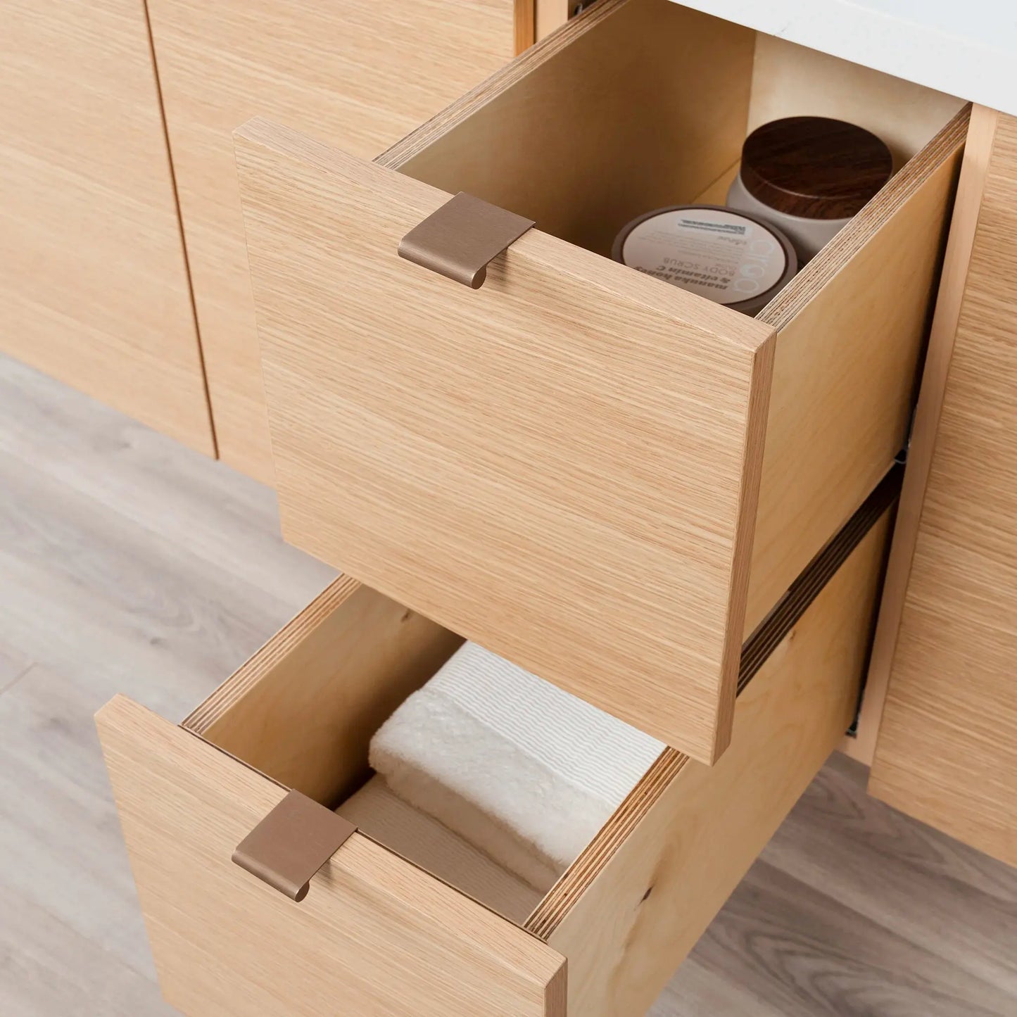 Ashbury SLIM 60" Wall Mount Natural White Oak Bathroom Vanity, Double Sink Teodor Bathroom Vanity Canada