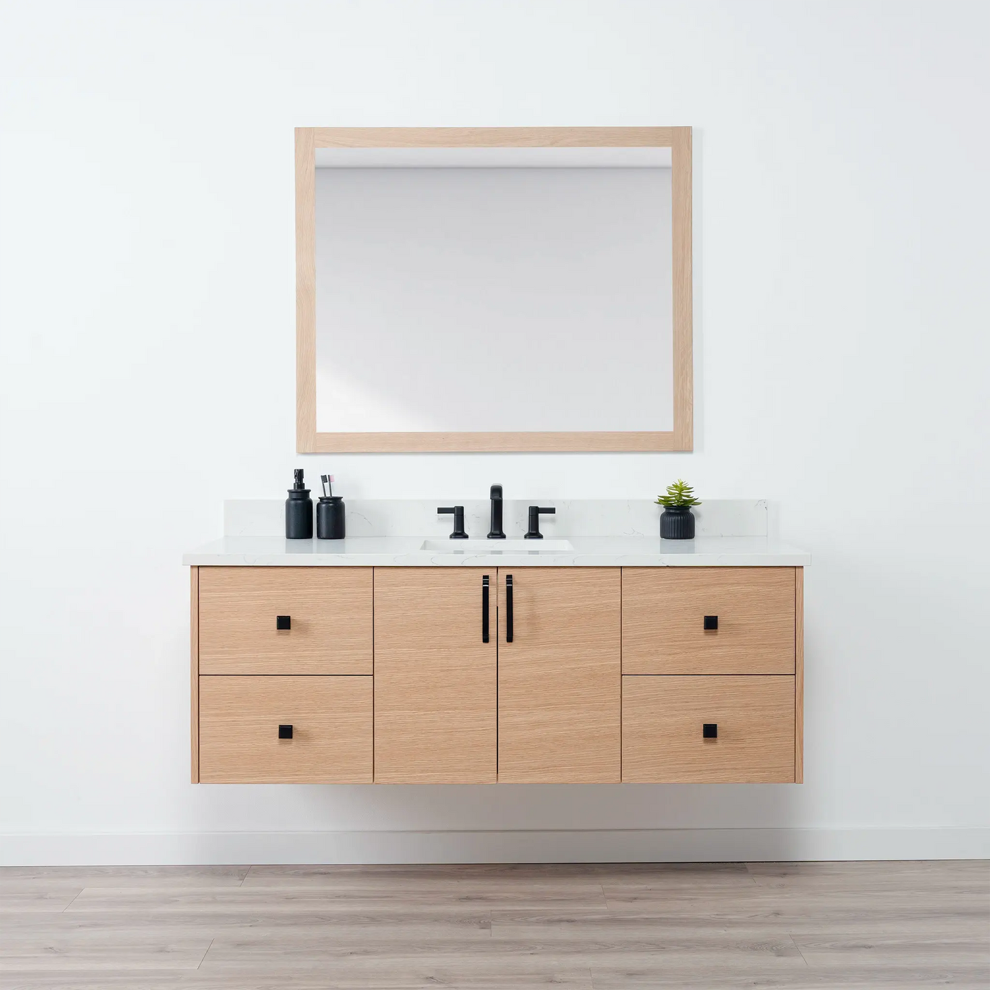 Ashbury SLIM 60" Wall Mount Natural White Oak Bathroom Vanity Teodor Bathroom Vanity Canada