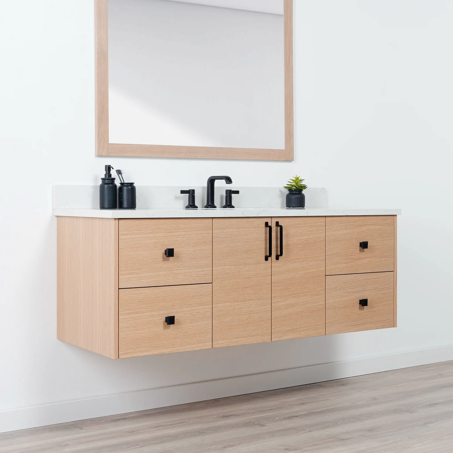 Ashbury SLIM 60" Wall Mount Natural White Oak Bathroom Vanity Teodor Bathroom Vanity Canada