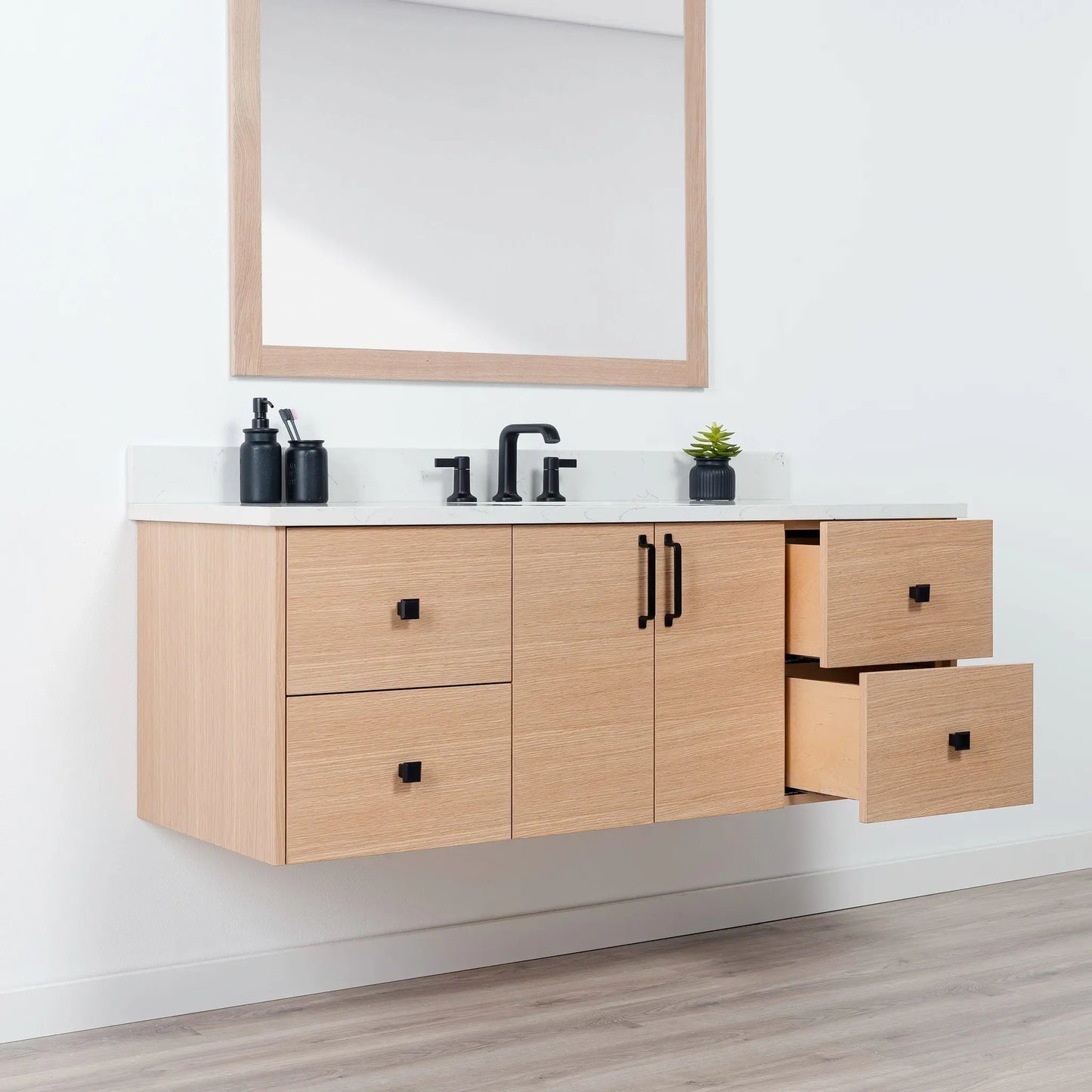 Ashbury SLIM 60" Wall Mount Natural White Oak Bathroom Vanity Teodor Bathroom Vanity Canada