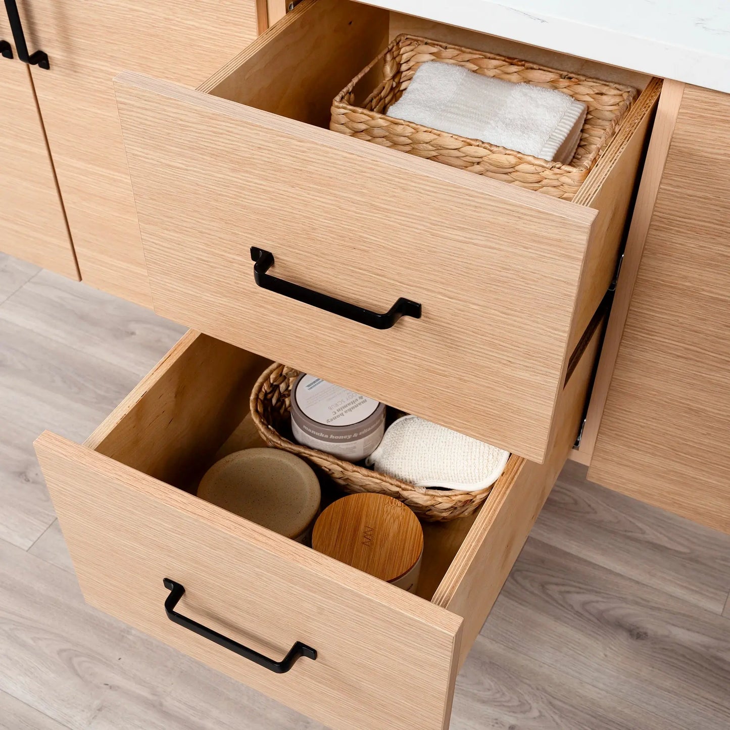 Ashbury SLIM 72" Wall Mount Natural White Oak Bathroom Vanity, Double Sink Teodor Bathroom Vanity Canada