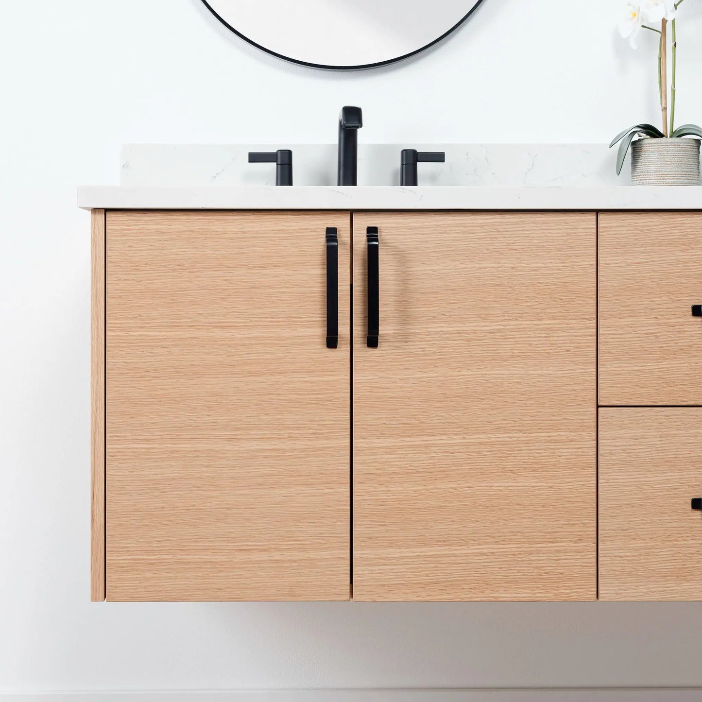 Ashbury SLIM 72" Wall Mount Natural White Oak Bathroom Vanity, Double Sink Teodor Bathroom Vanity Canada