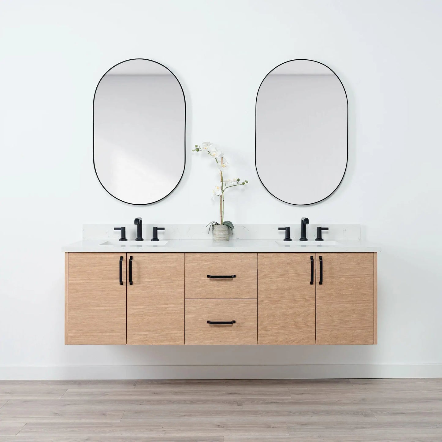 Ashbury SLIM 72" Wall Mount Natural White Oak Bathroom Vanity, Double Sink Teodor Bathroom Vanity Canada