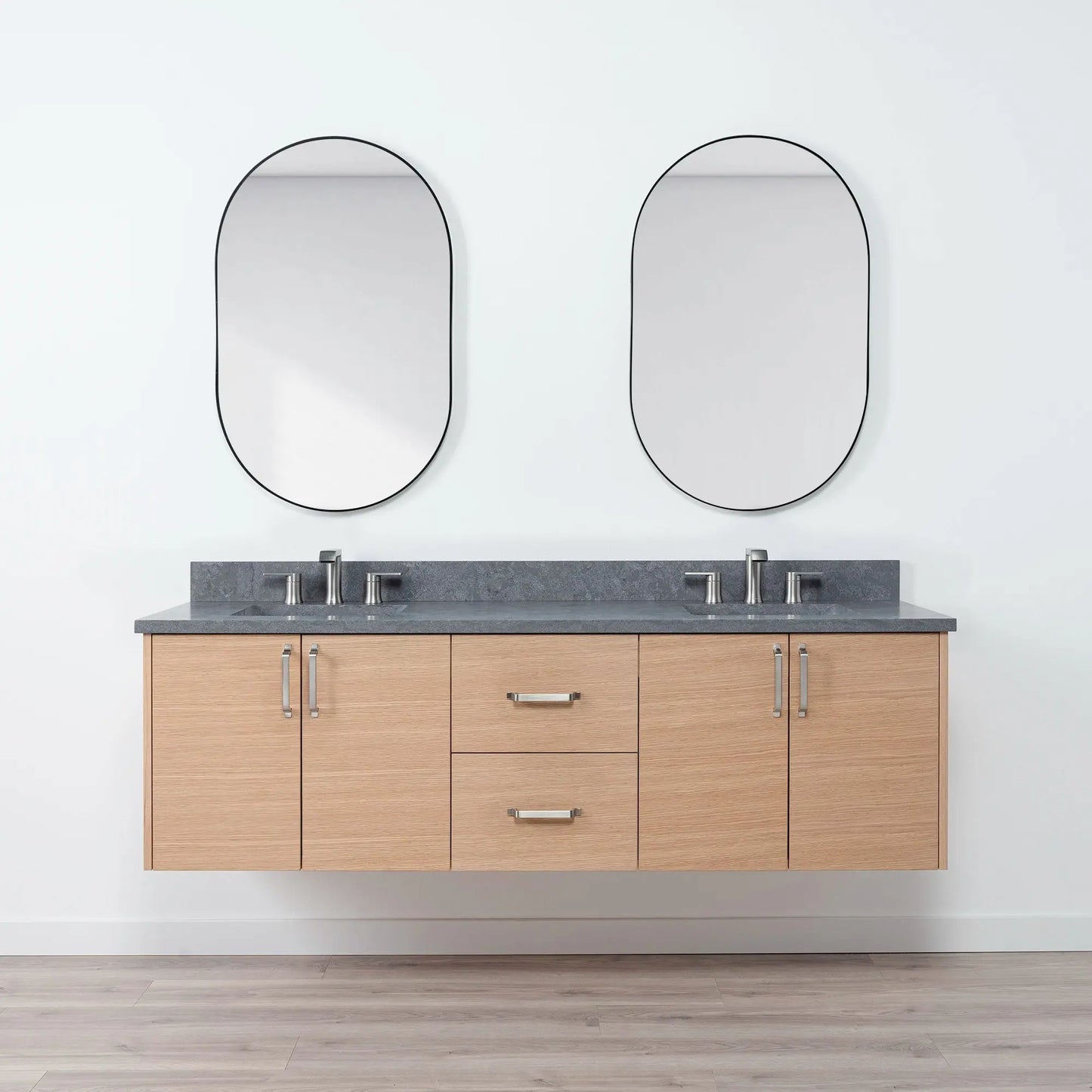 Ashbury SLIM 72" Wall Mount Natural White Oak Bathroom Vanity, Double Sink Teodor Bathroom Vanity Canada