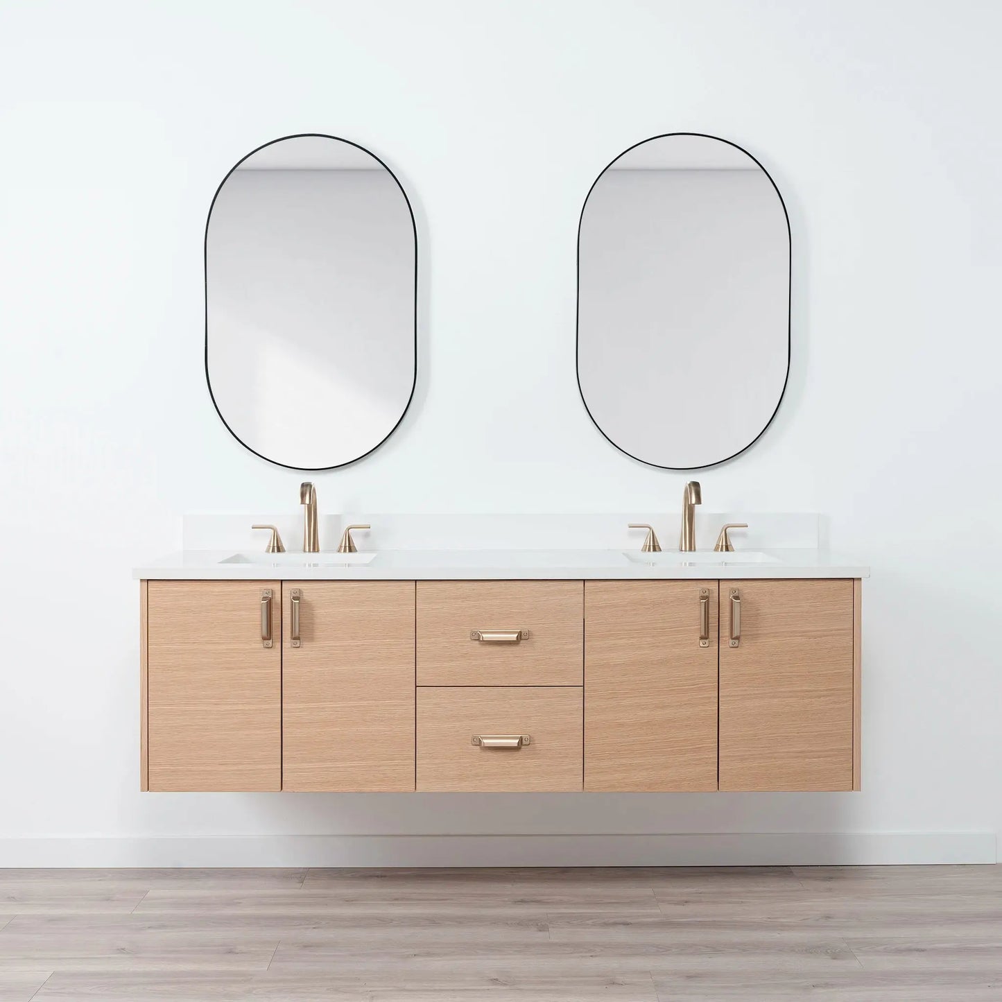 Ashbury SLIM 72" Wall Mount Natural White Oak Bathroom Vanity, Double Sink Teodor Bathroom Vanity Canada