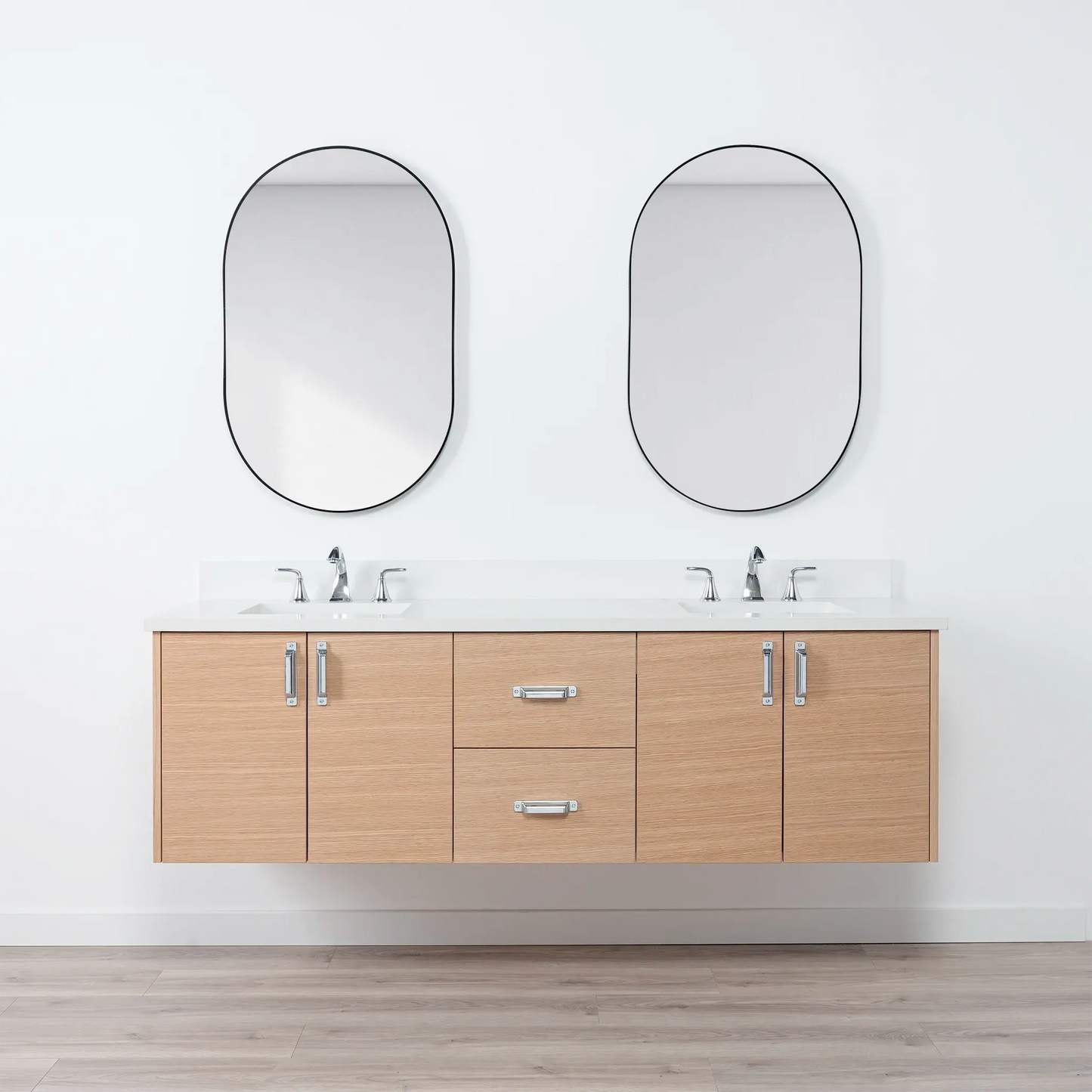 Ashbury SLIM 72" Wall Mount Natural White Oak Bathroom Vanity, Double Sink Teodor Bathroom Vanity Canada