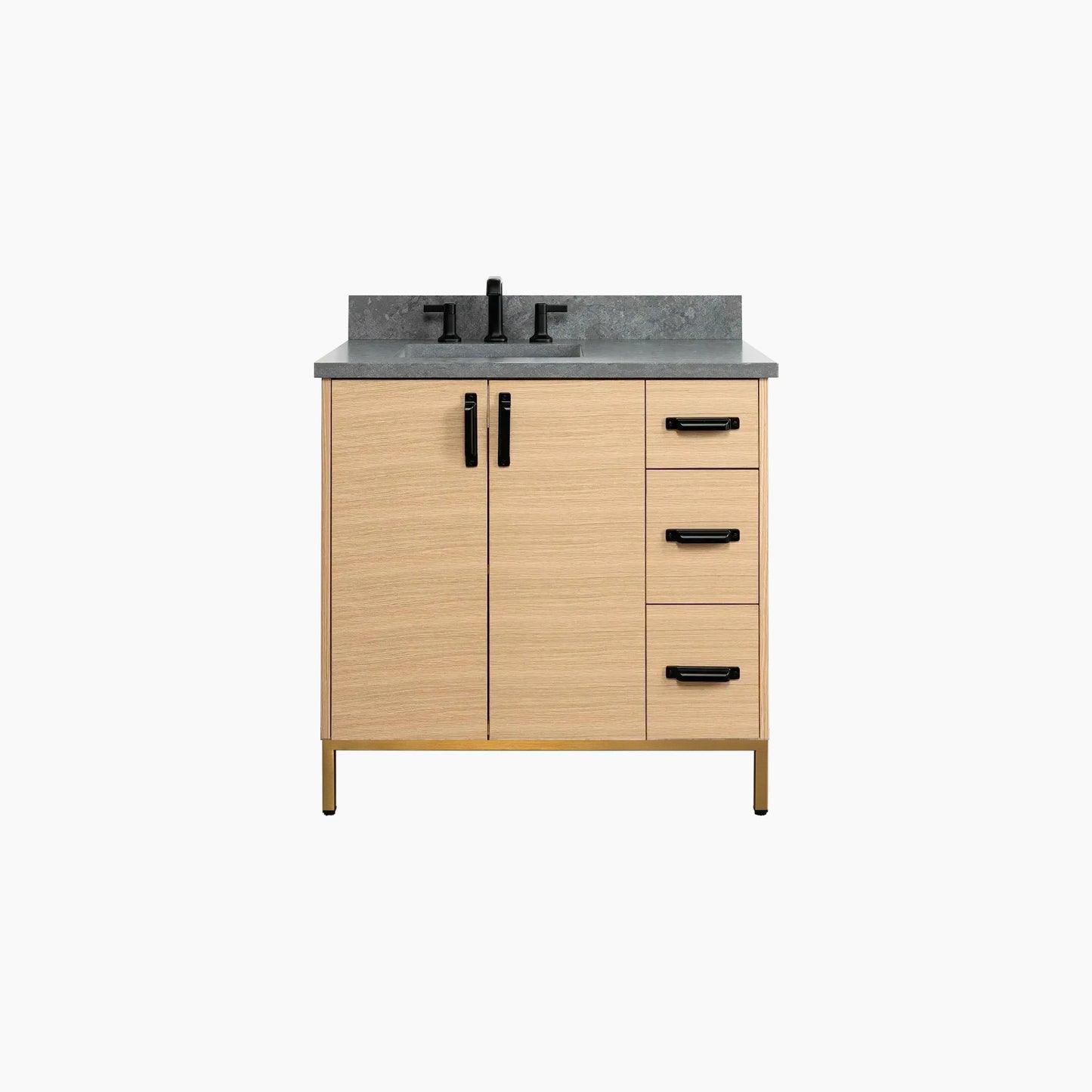 Ashbury 36" Natural White Oak Bathroom Vanity, Left Sink
