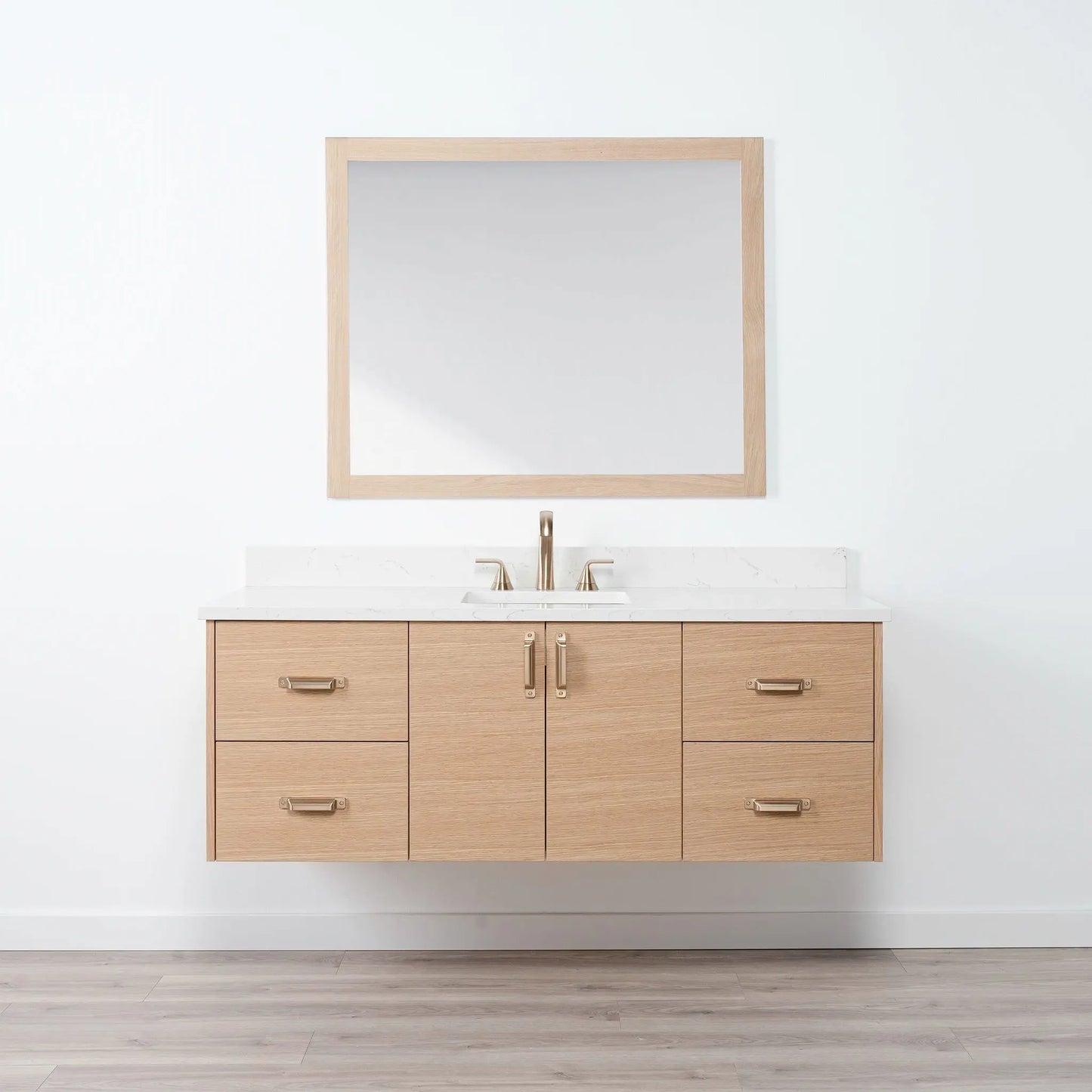 Ashbury SLIM 60" Wall Mount Natural White Oak Bathroom Vanity Teodor Bathroom Vanity Canada