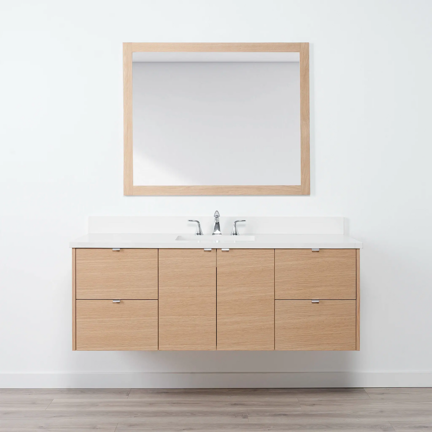 Ashbury SLIM 60" Wall Mount Natural White Oak Bathroom Vanity Teodor Bathroom Vanity Canada