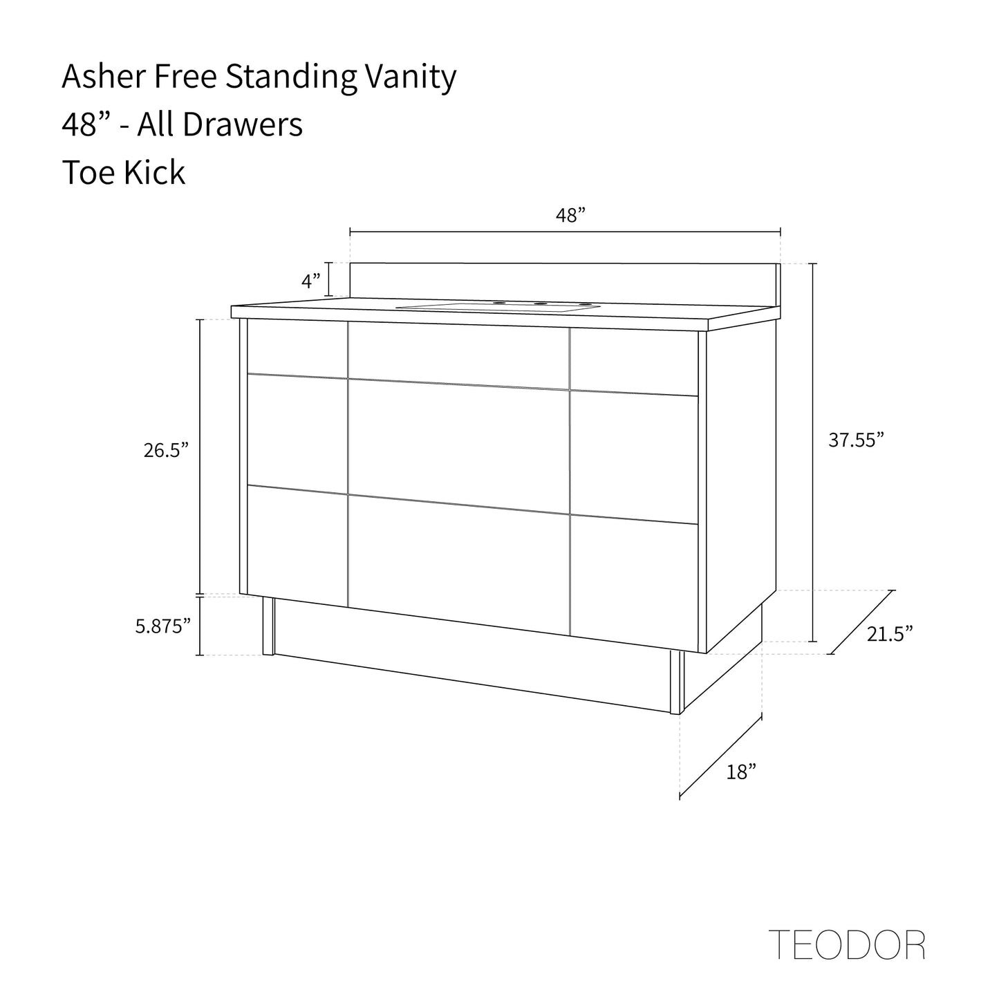 Asher 48", Teodor® Modern American Black Walnut Vanity Teodor Bathroom VanityCanada