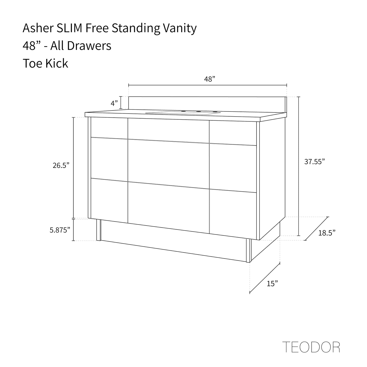 Asher SLIM 48" American Black Walnut Bathroom Vanity