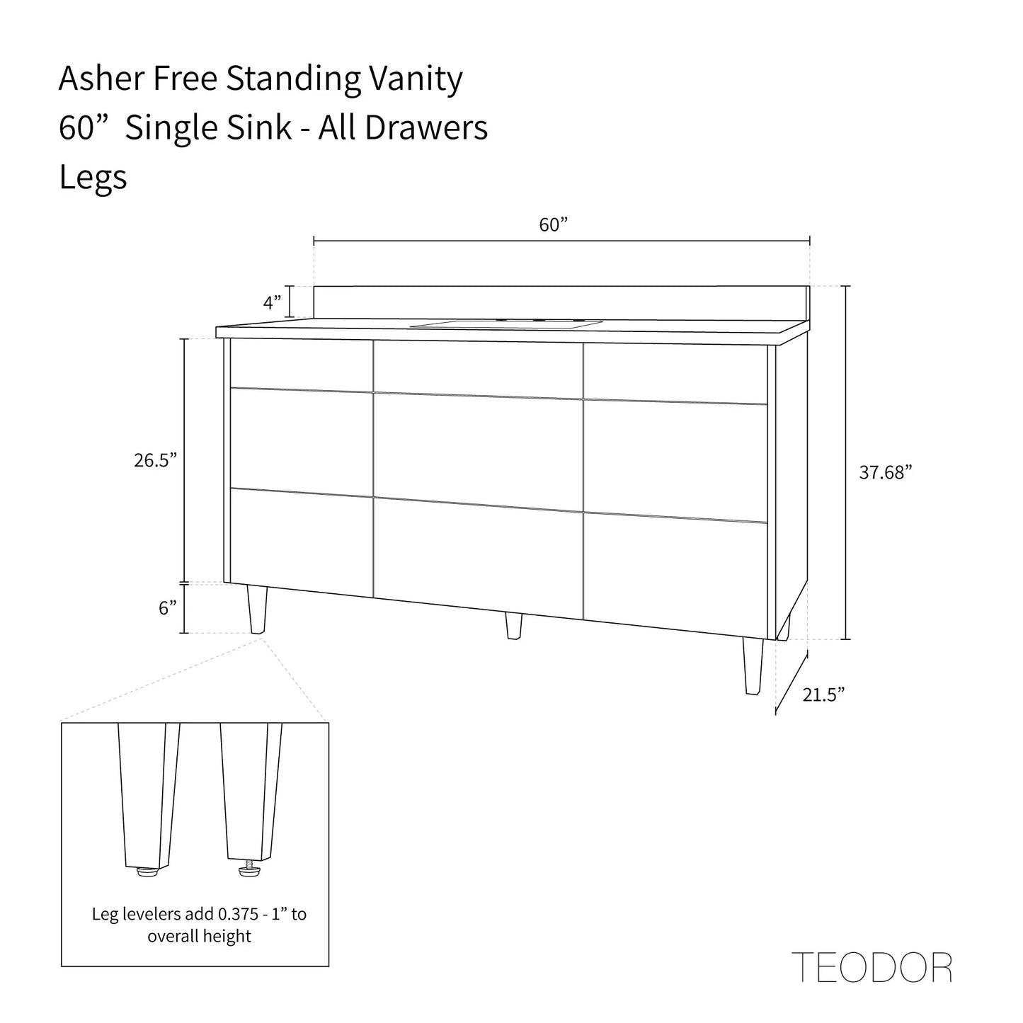 Asher 60", Teodor® Modern American Black Walnut Vanity Teodor Bathroom VanityCanada