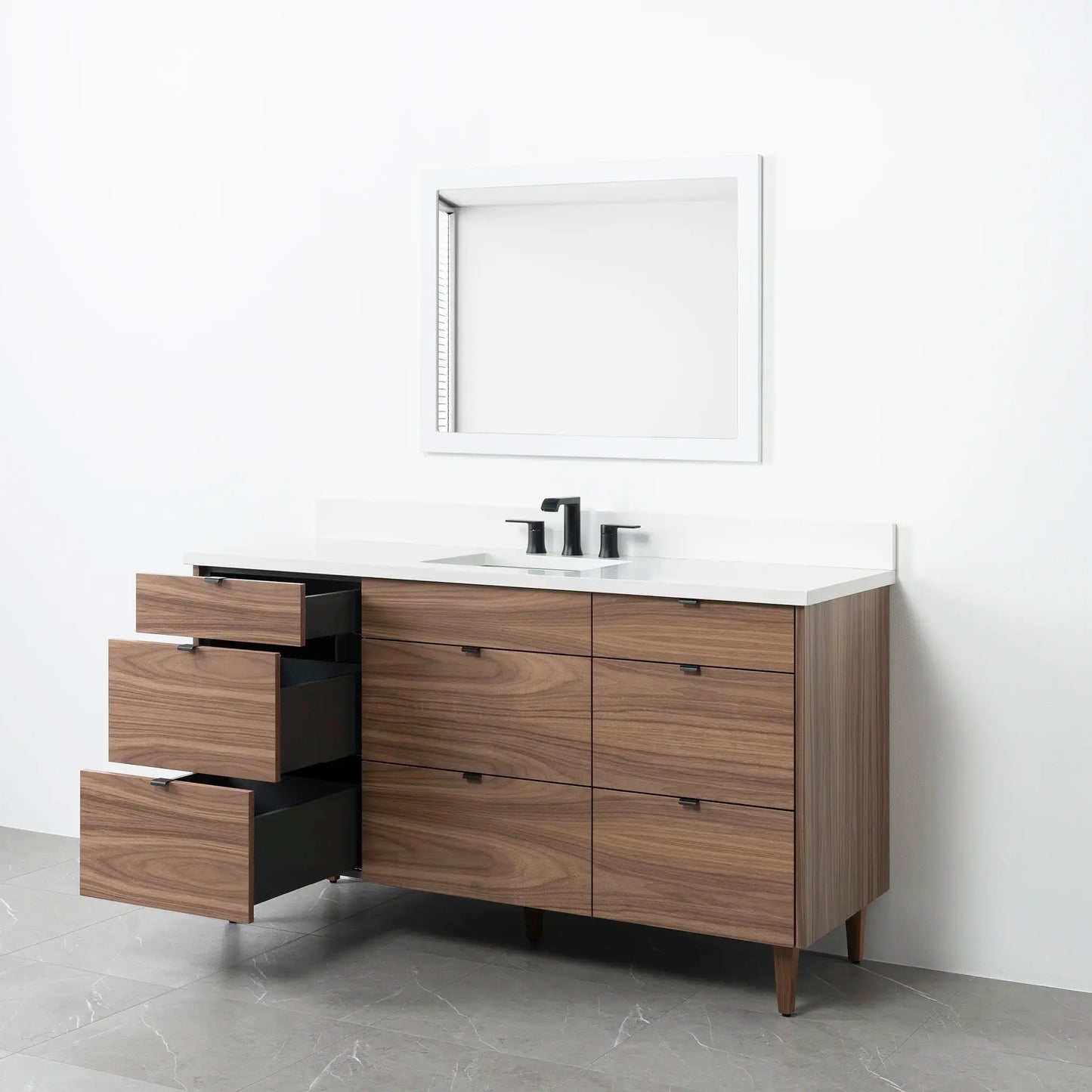 Asher 60", Teodor® Modern American Black Walnut Vanity Teodor Bathroom VanityCanada