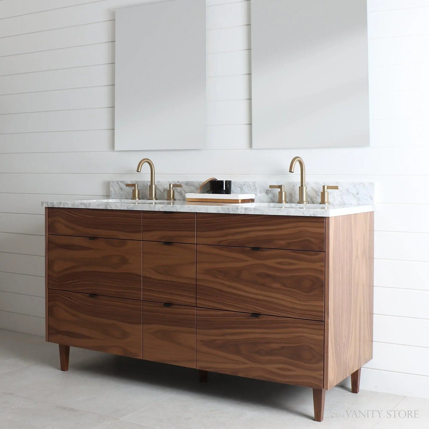Asher 60" American Black Walnut Bathroom Vanity, Double Sink