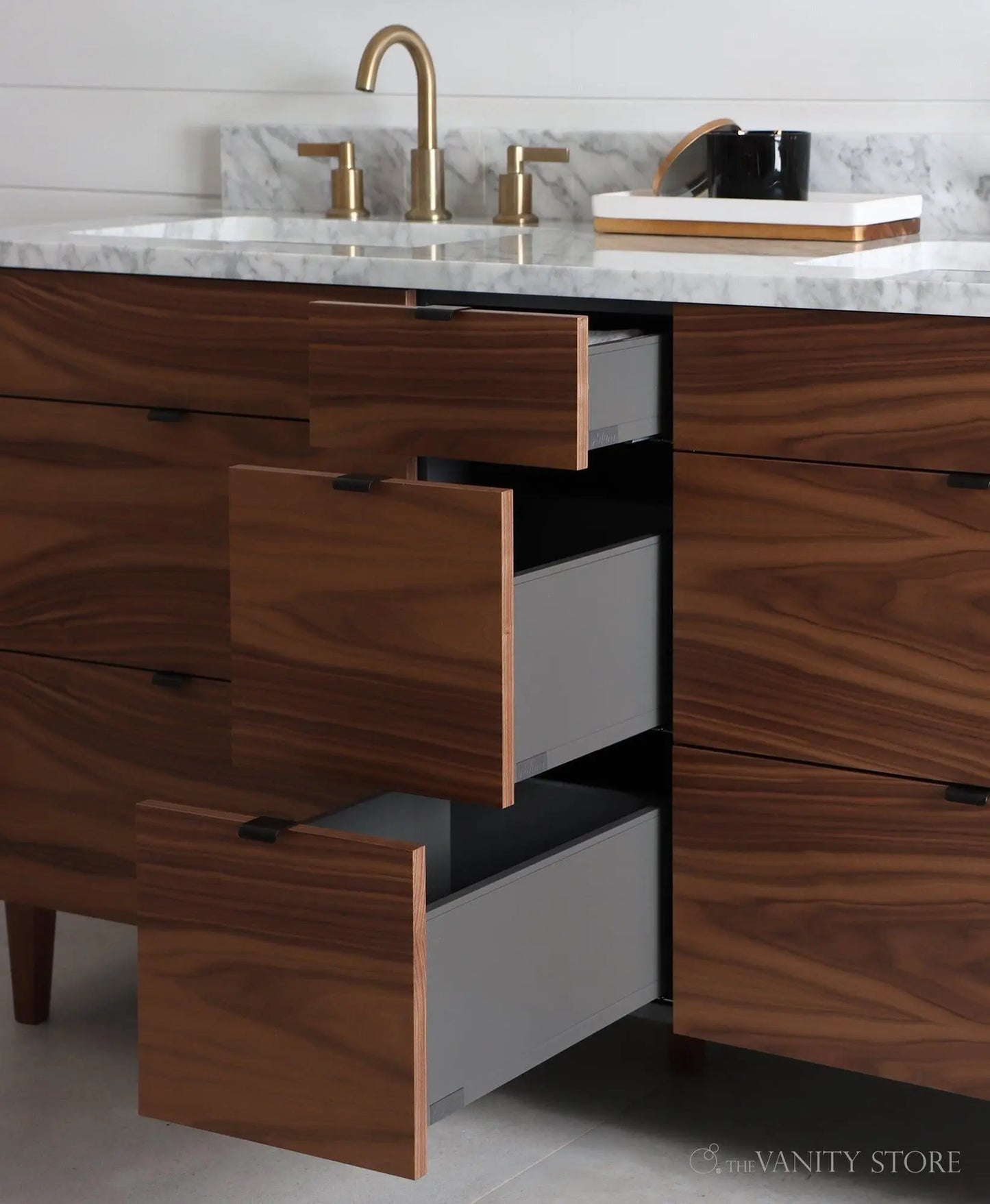 Asher 60" American Black Walnut Bathroom Vanity, Double Sink
