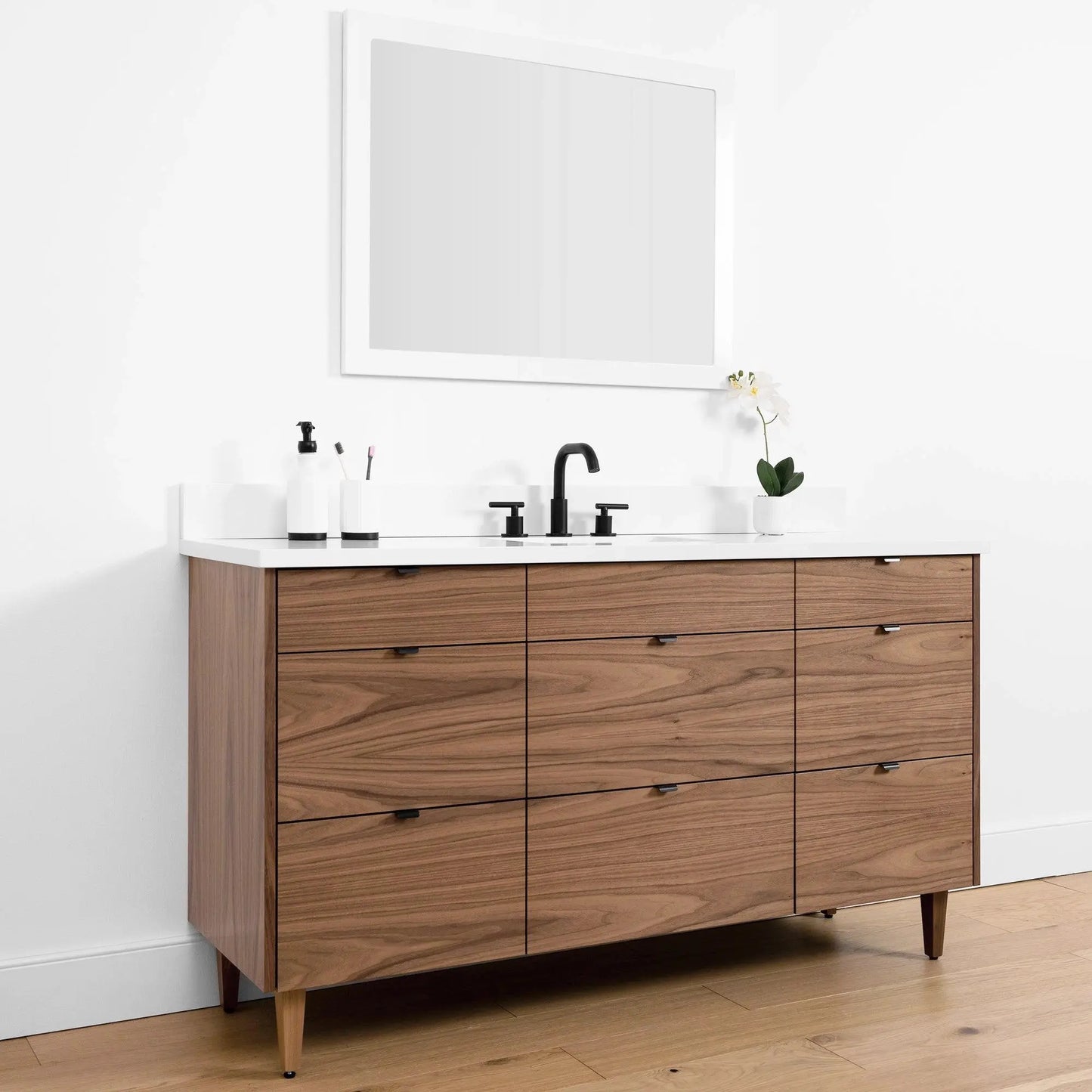 Asher SLIM, 60" Teodor® Modern American Black Walnut Vanity Teodor Bathroom VanityCanada