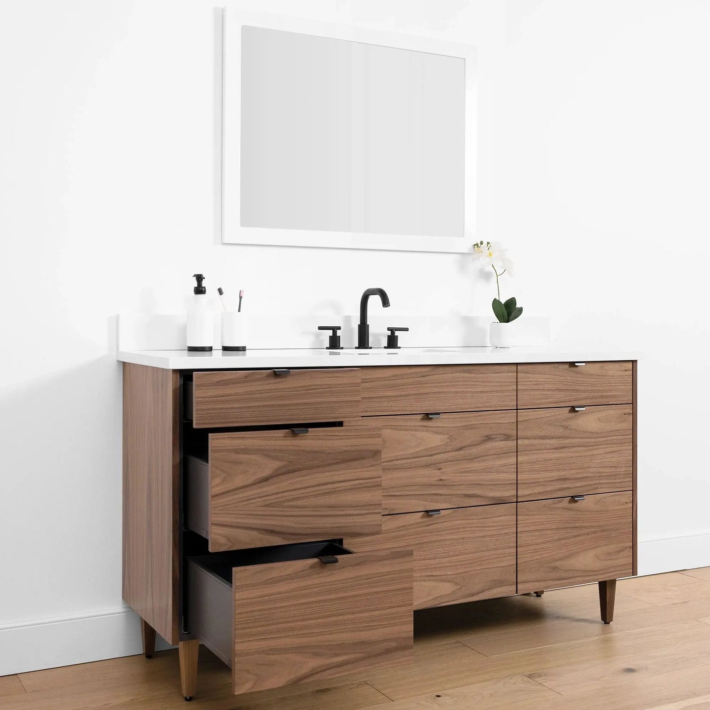 Asher SLIM, 60" Teodor® Modern American Black Walnut Vanity Teodor Bathroom VanityCanada