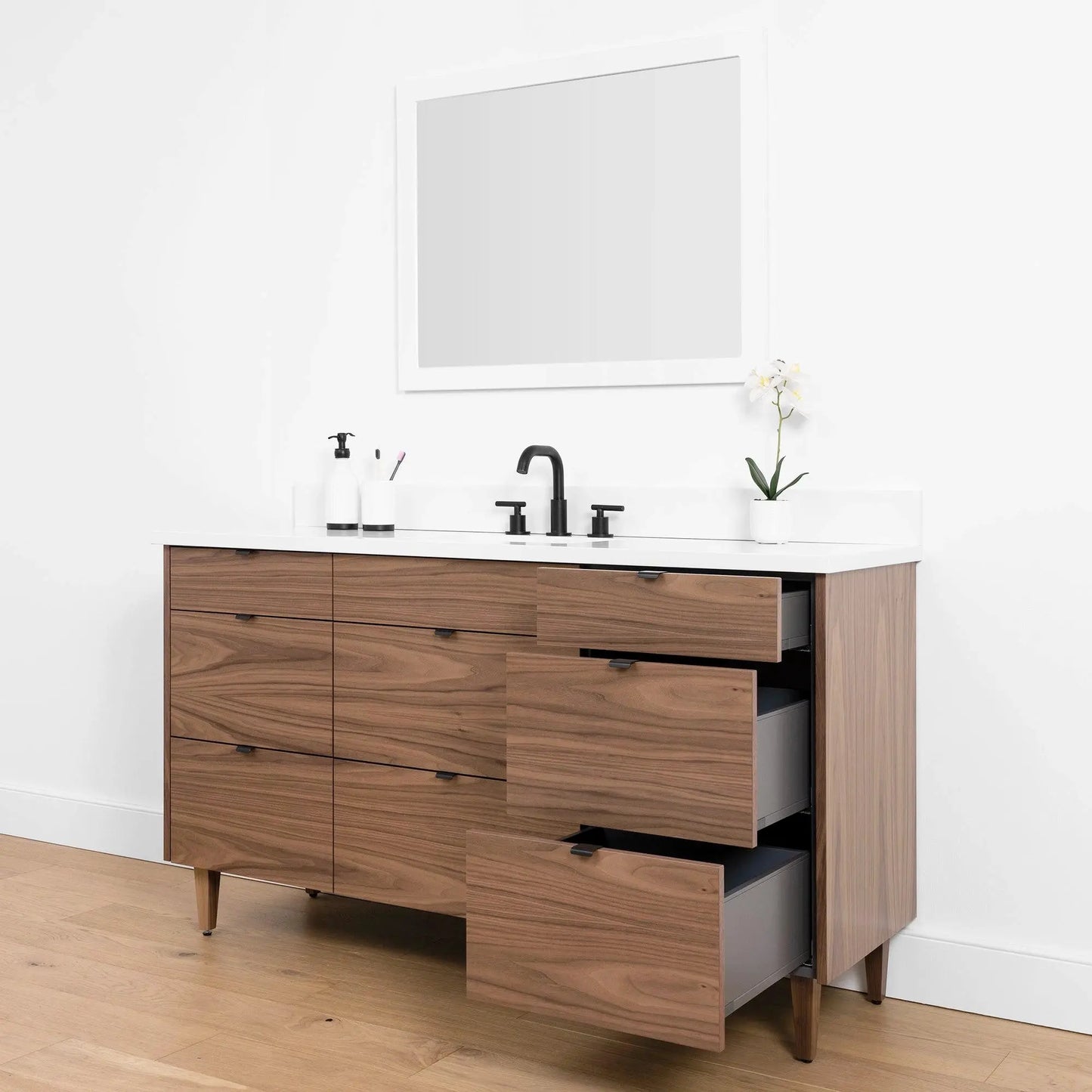 Asher SLIM, 60" Teodor® Modern American Black Walnut Vanity Teodor Bathroom VanityCanada